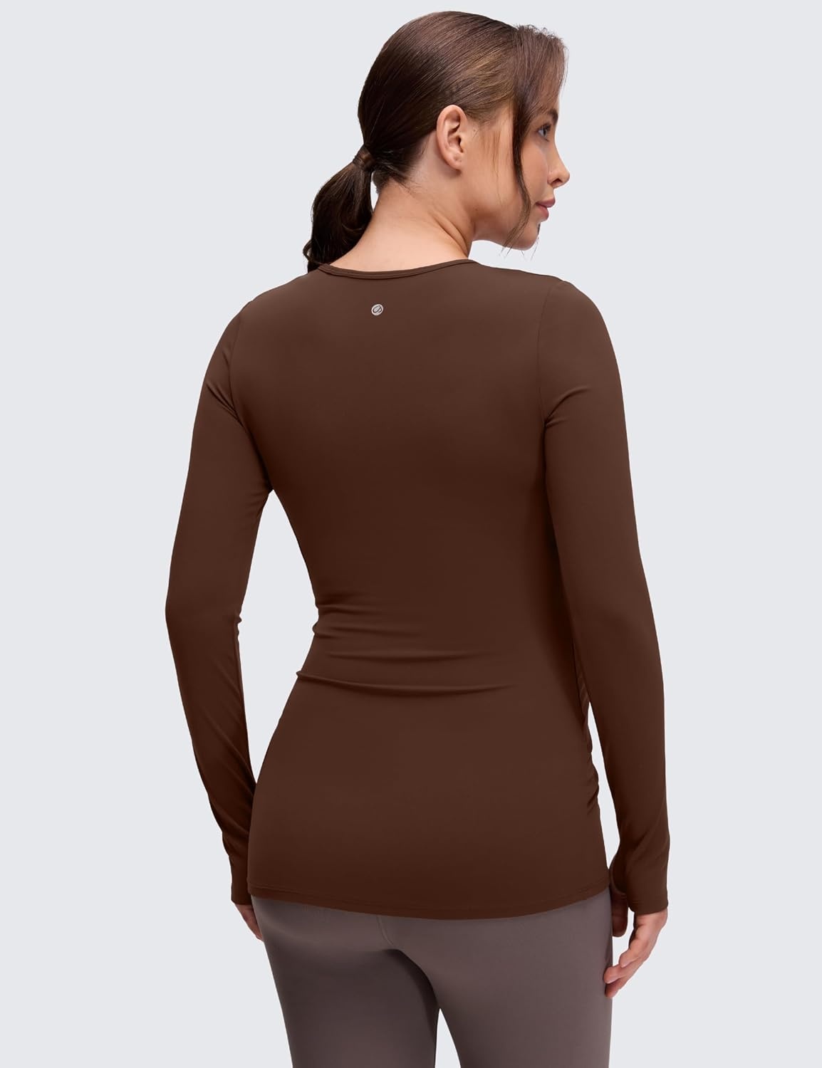 image:imageCRZ YOGA Butterluxe Maternity Crewneck Long Sleeve Shirts Athletic Yoga Casual Pregnancy Womens Tee Tops Basic Layer SoftLava Brown