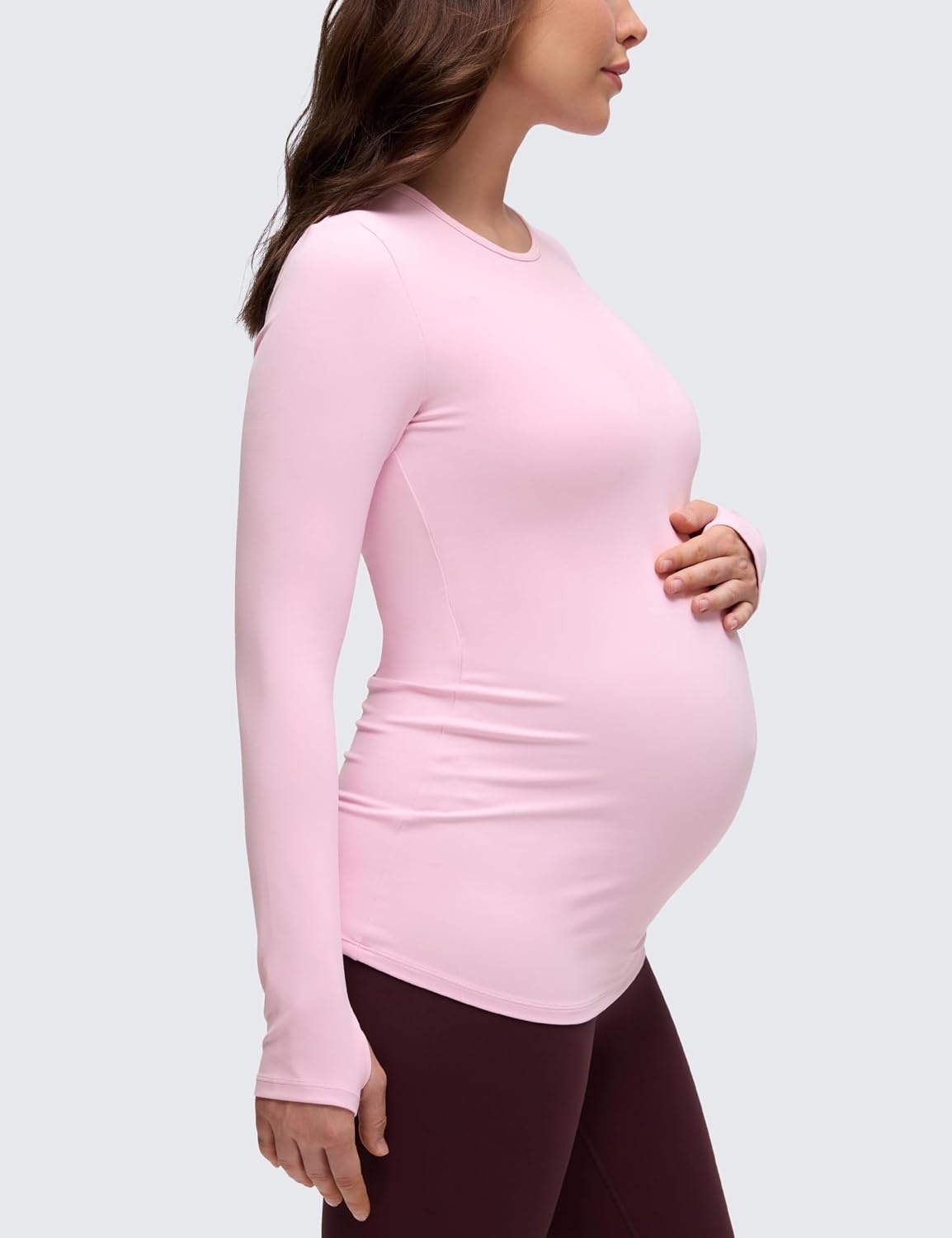 image:imageCRZ YOGA Butterluxe Maternity Crewneck Long Sleeve Shirts Athletic Yoga Casual Pregnancy Womens Tee Tops Basic Layer SoftPink Peony