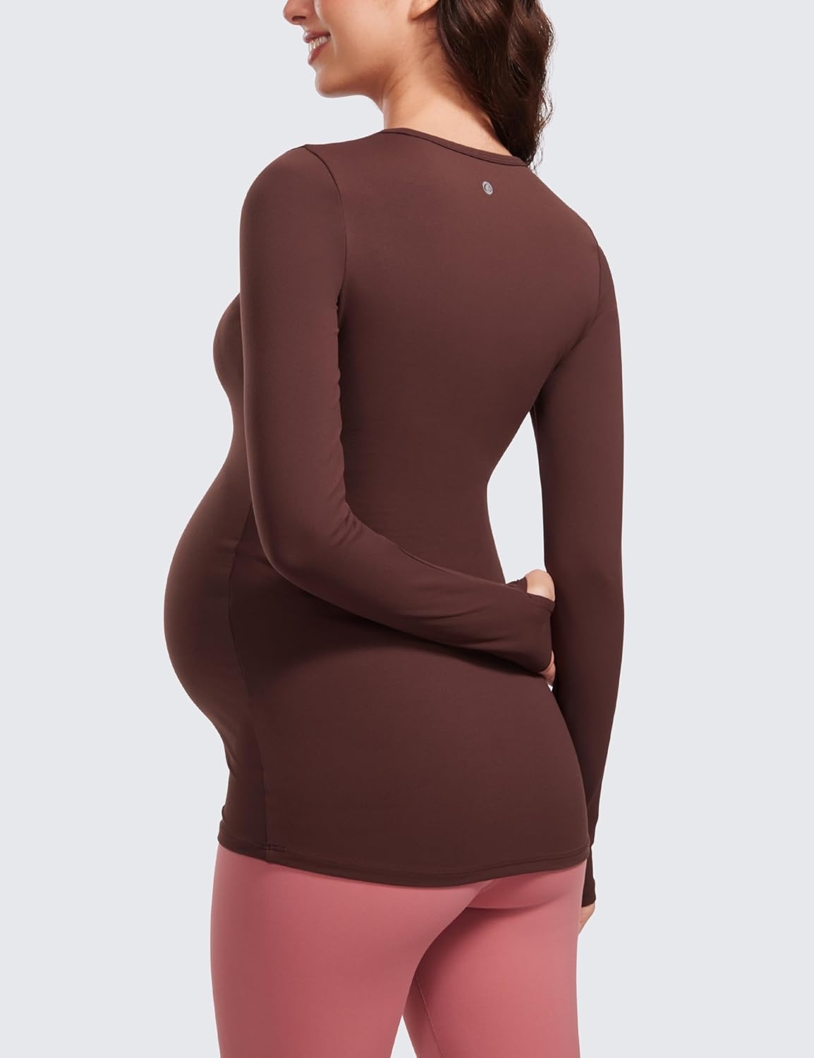 image:imageCRZ YOGA Butterluxe Maternity Crewneck Long Sleeve Shirts Athletic Yoga Casual Pregnancy Womens Tee Tops Basic Layer SoftTaupe