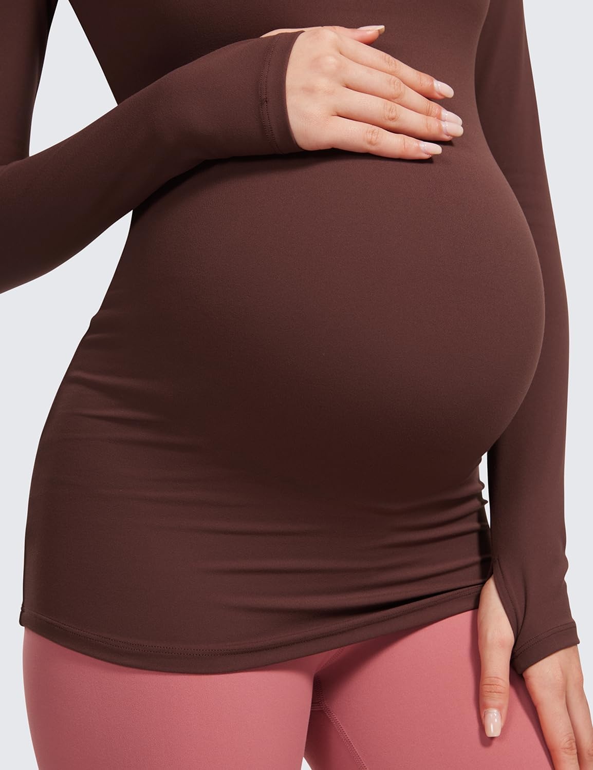 image:imageCRZ YOGA Butterluxe Maternity Crewneck Long Sleeve Shirts Athletic Yoga Casual Pregnancy Womens Tee Tops Basic Layer SoftTaupe