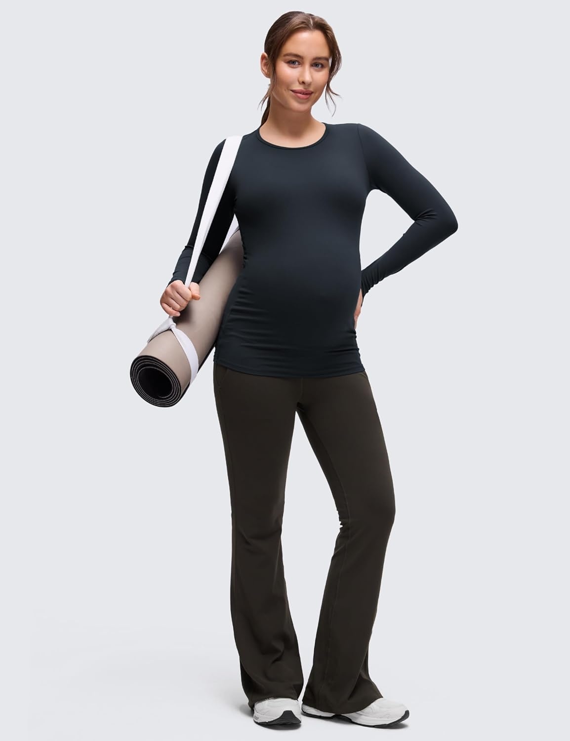 image:imageCRZ YOGA Butterluxe Maternity Crewneck Long Sleeve Shirts Athletic Yoga Casual Pregnancy Womens Tee Tops Basic Layer SoftTrue Navy