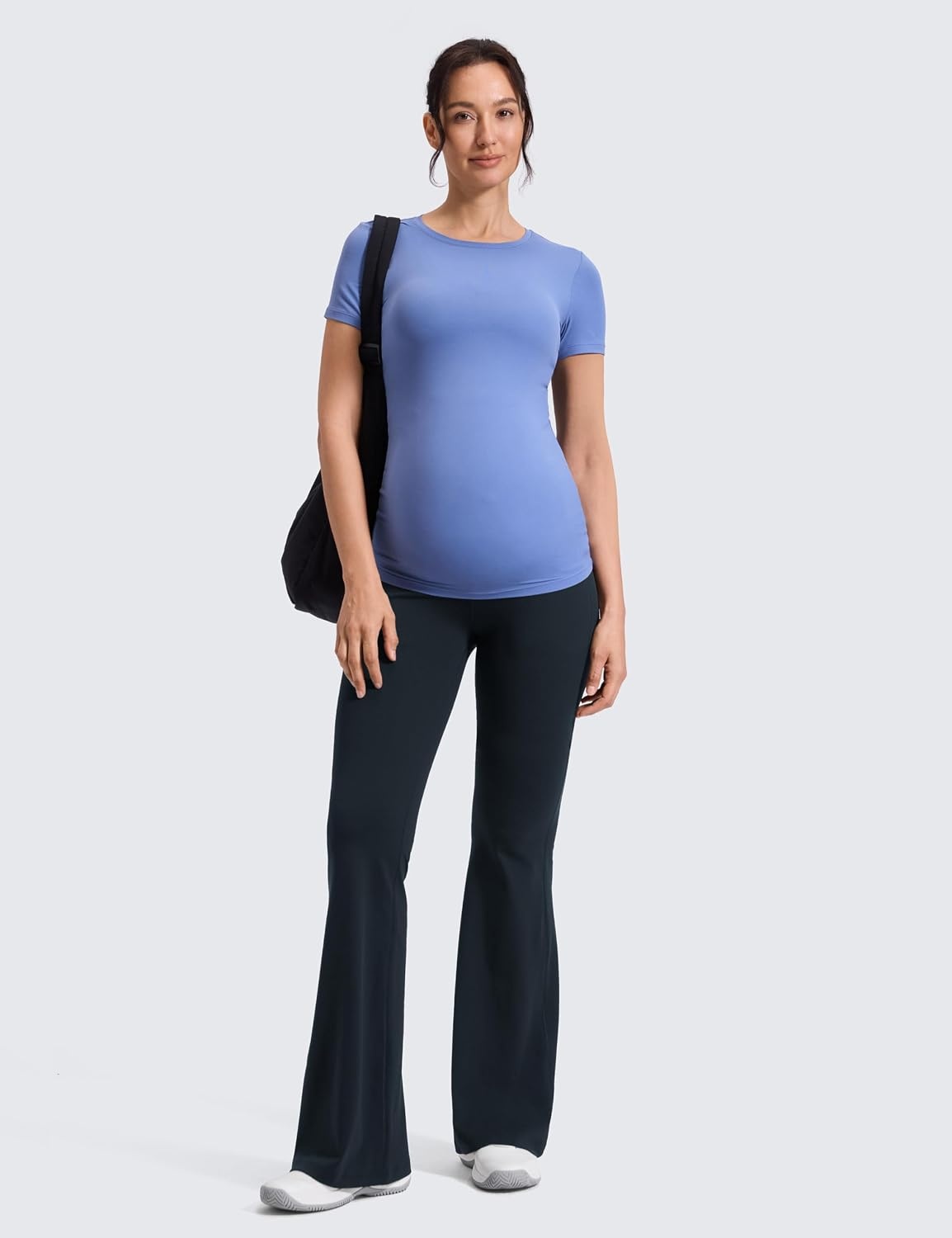 image:imageCRZ YOGA Butterluxe Maternity Flare Leggings Pockets 29 Workout Yoga Bootcut Pregnancy Womens Pants Over The BellyTrue Navy