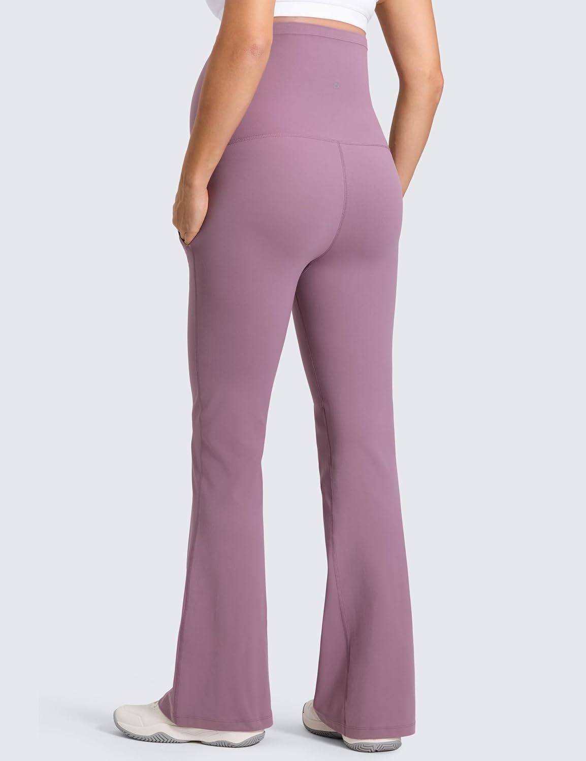 image:imageCRZ YOGA Butterluxe Maternity Flare Leggings Pockets 31 Workout Yoga Bootcut Pregnancy Womens Pants Over The BellyLight Lavender