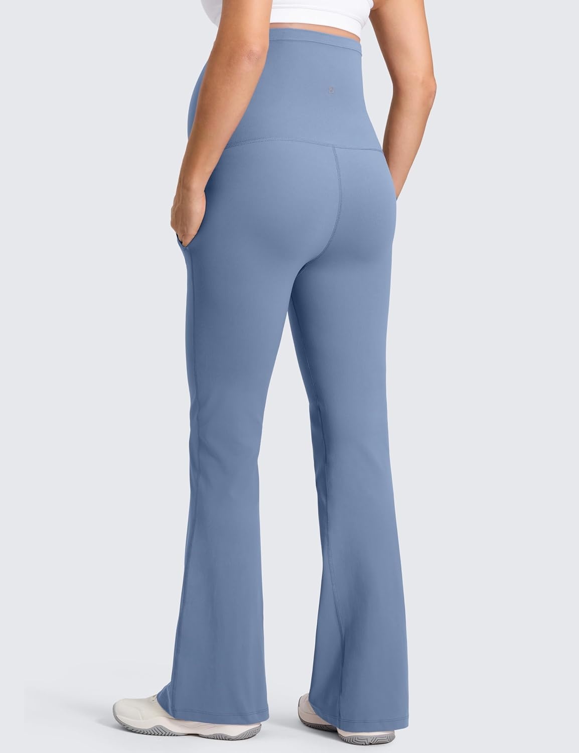 image:imageCRZ YOGA Butterluxe Maternity Flare Leggings Pockets 31 Workout Yoga Bootcut Pregnancy Womens Pants Over The BellyWashed Denim