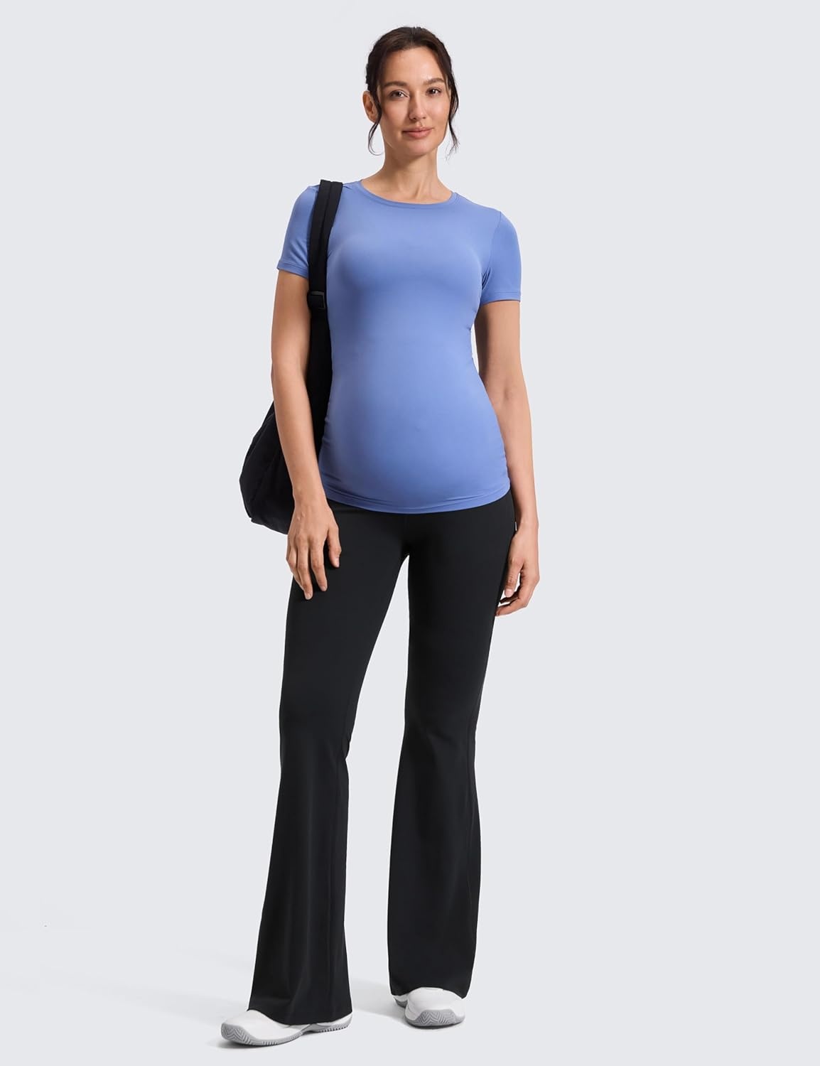 image:imageCRZ YOGA Butterluxe Maternity Flare Leggings Pockets 33 Workout Yoga Bootcut Pregnancy Womens Pants Over The BellyBlack
