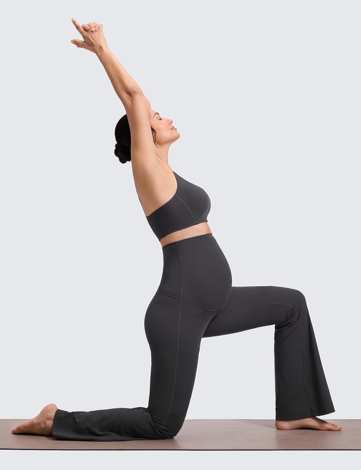 image:imageCRZ YOGA Butterluxe Maternity Flare Leggings Pockets 33 Workout Yoga Bootcut Pregnancy Womens Pants Over The BellyMysterious Grey
