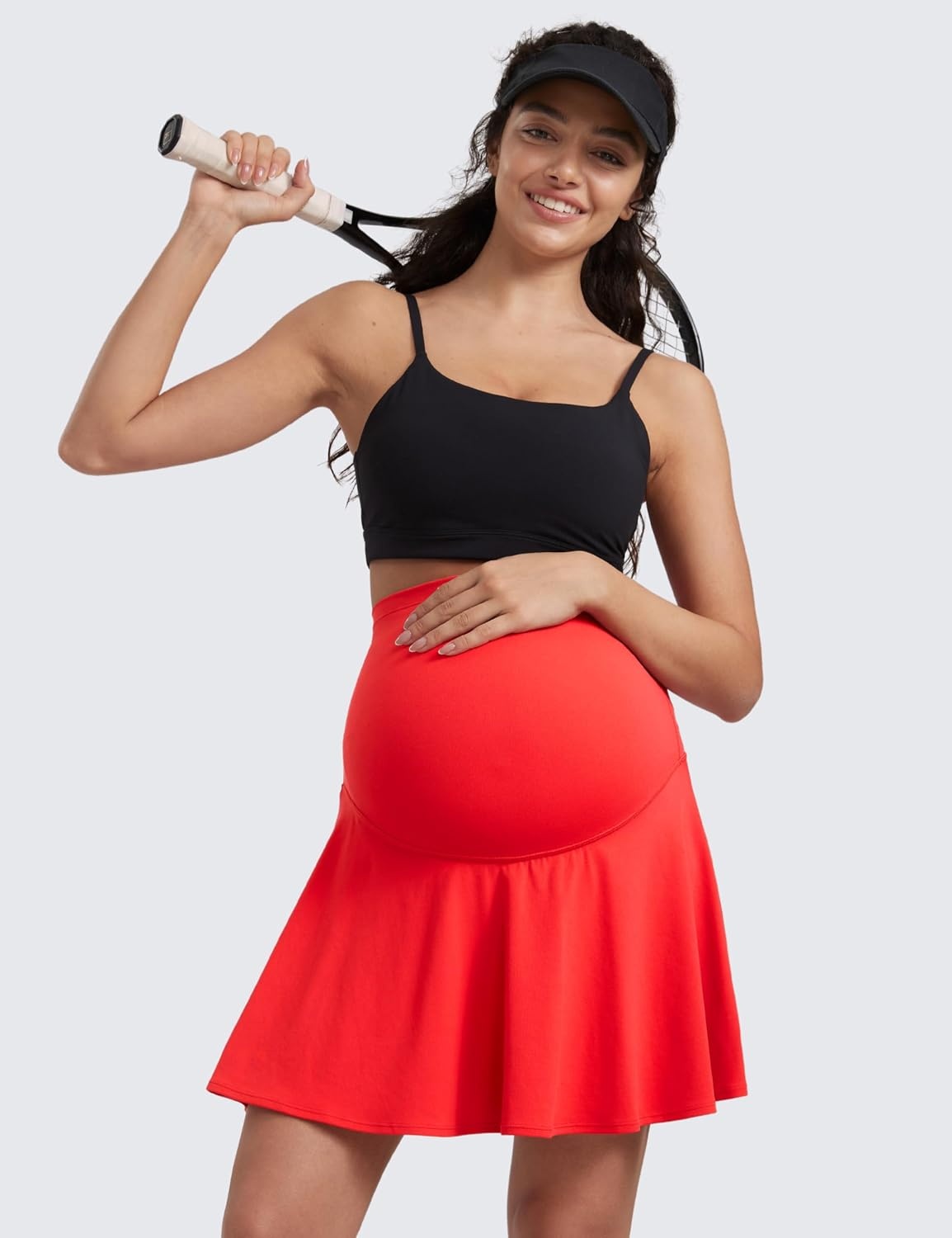 image:imageCRZ YOGA Butterluxe Maternity Flowy Tennis Skirts High Waisted A Line Golf Athletic Casual Womens Pregnancy with PocketsDeep Red