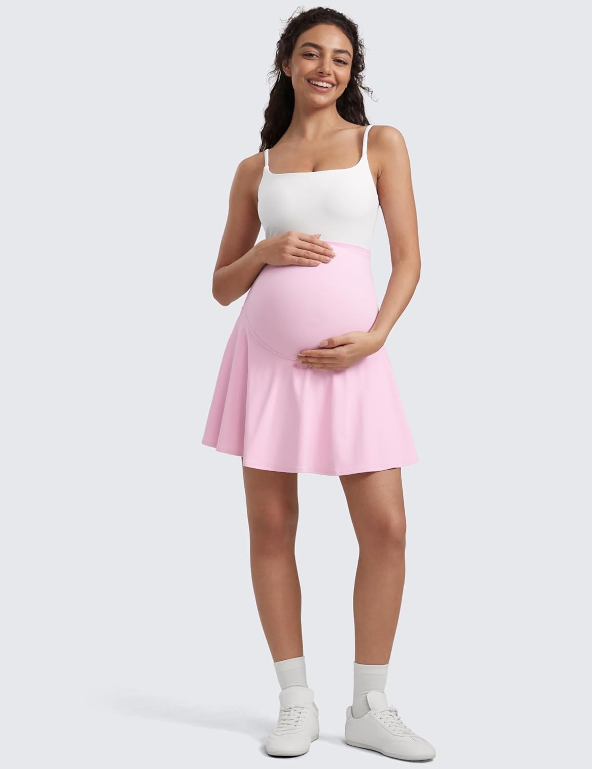 image:imageCRZ YOGA Butterluxe Maternity Flowy Tennis Skirts High Waisted A Line Golf Athletic Casual Womens Pregnancy with PocketsPink Peony