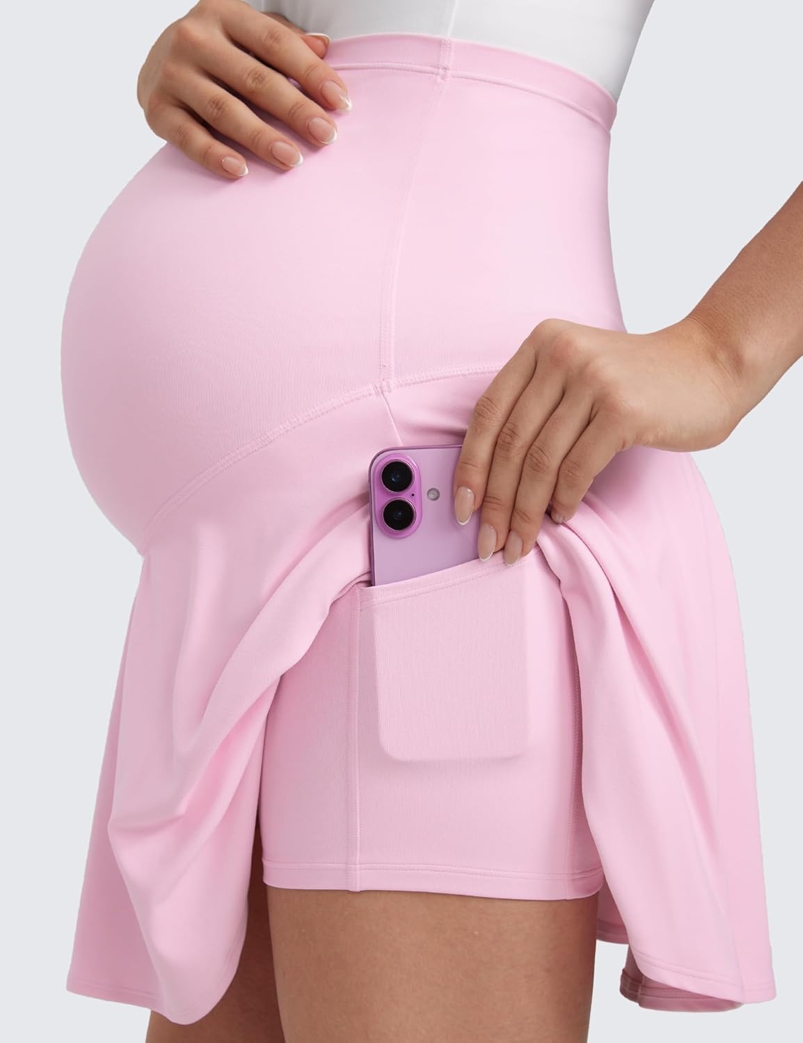image:imageCRZ YOGA Butterluxe Maternity Flowy Tennis Skirts High Waisted A Line Golf Athletic Casual Womens Pregnancy with PocketsPink Peony