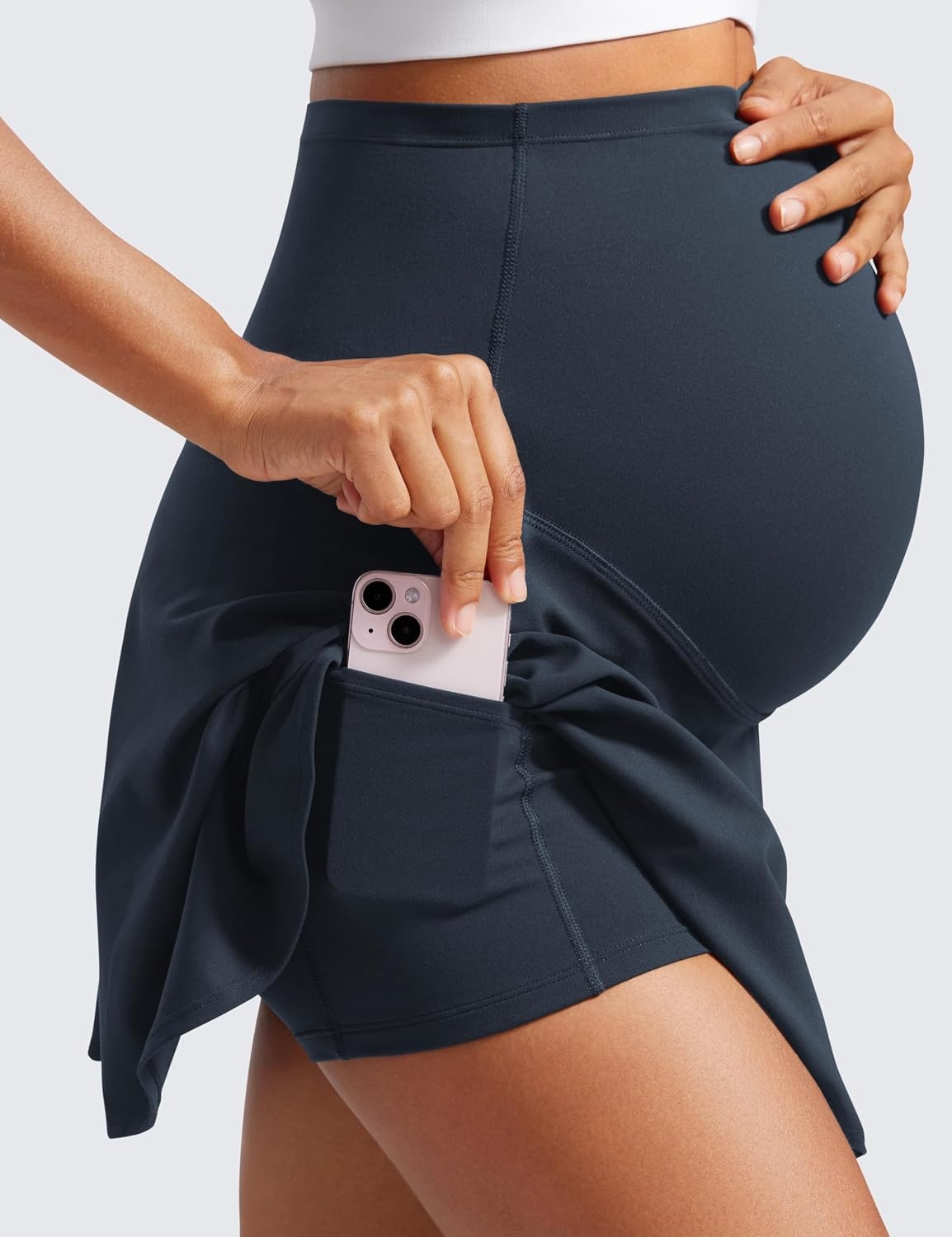 image:imageCRZ YOGA Butterluxe Maternity Flowy Tennis Skirts High Waisted A Line Golf Athletic Casual Womens Pregnancy with PocketsTrue Navy