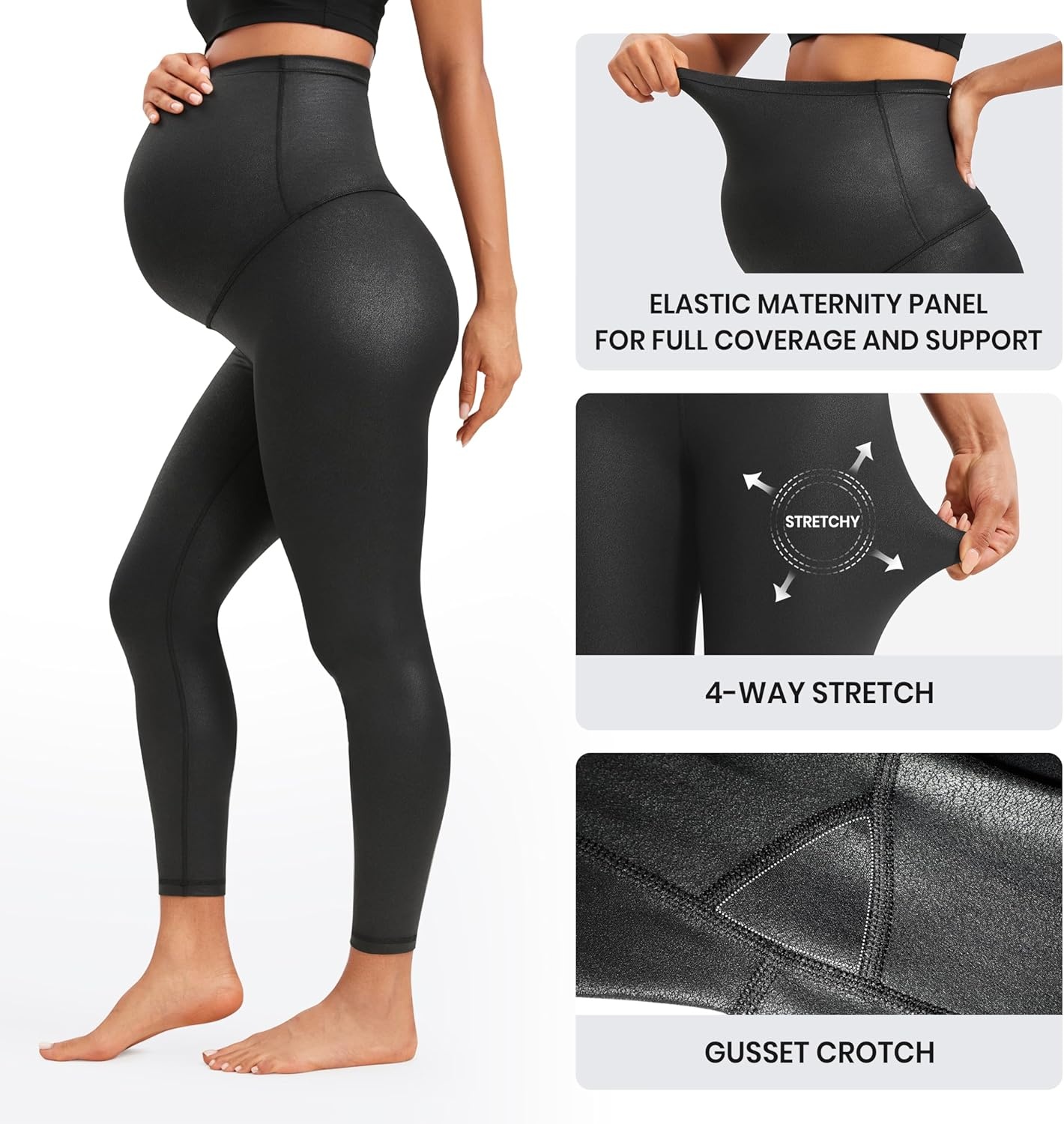 image:imageCRZ YOGA Butterluxe Maternity Leggings 25 Over The Belly Buttery Soft Workout Activewear Yoga Womens Pregnancy PantsBlack Foil Pattern