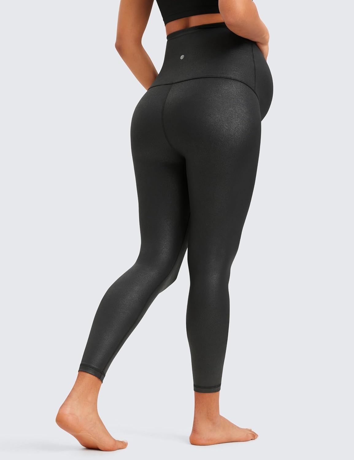image:imageCRZ YOGA Butterluxe Maternity Leggings 25 Over The Belly Buttery Soft Workout Activewear Yoga Womens Pregnancy PantsBlack Foil Pattern