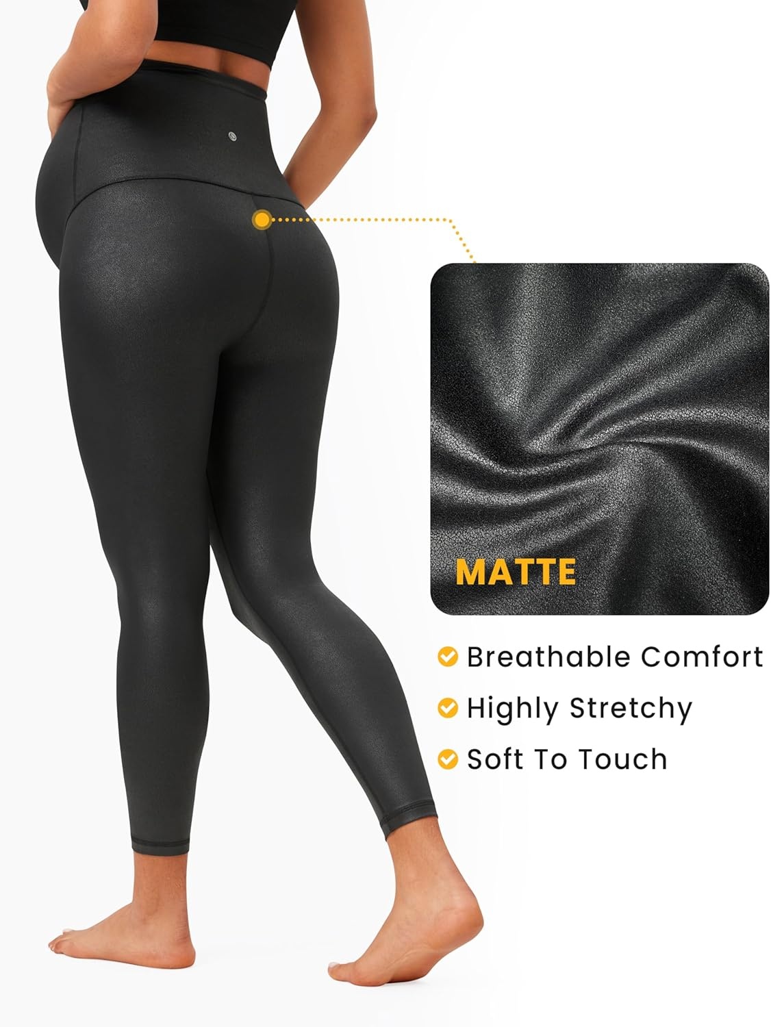 image:imageCRZ YOGA Butterluxe Maternity Leggings 25 Over The Belly Buttery Soft Workout Activewear Yoga Womens Pregnancy PantsBlack Foil Pattern