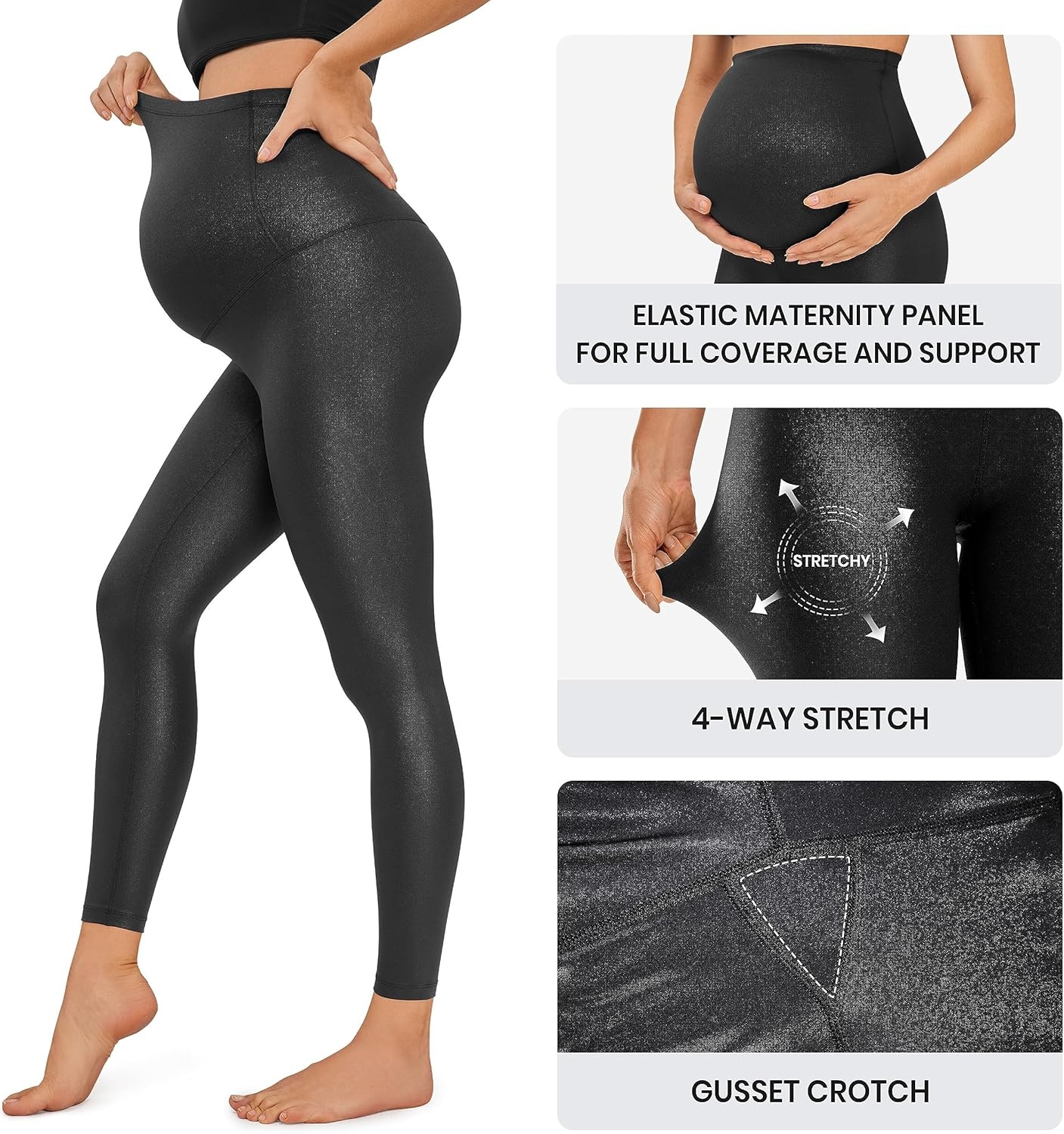 image:imageCRZ YOGA Butterluxe Maternity Leggings 25 Over The Belly Buttery Soft Workout Activewear Yoga Womens Pregnancy PantsFaux Leather Black