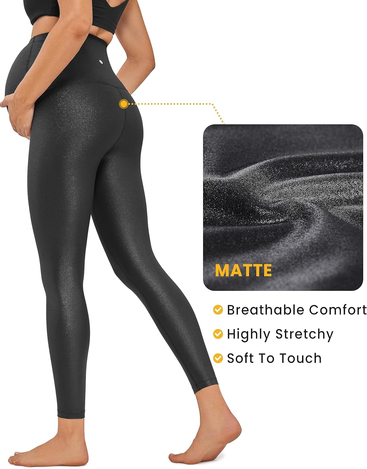 image:imageCRZ YOGA Butterluxe Maternity Leggings 25 Over The Belly Buttery Soft Workout Activewear Yoga Womens Pregnancy PantsFaux Leather Black