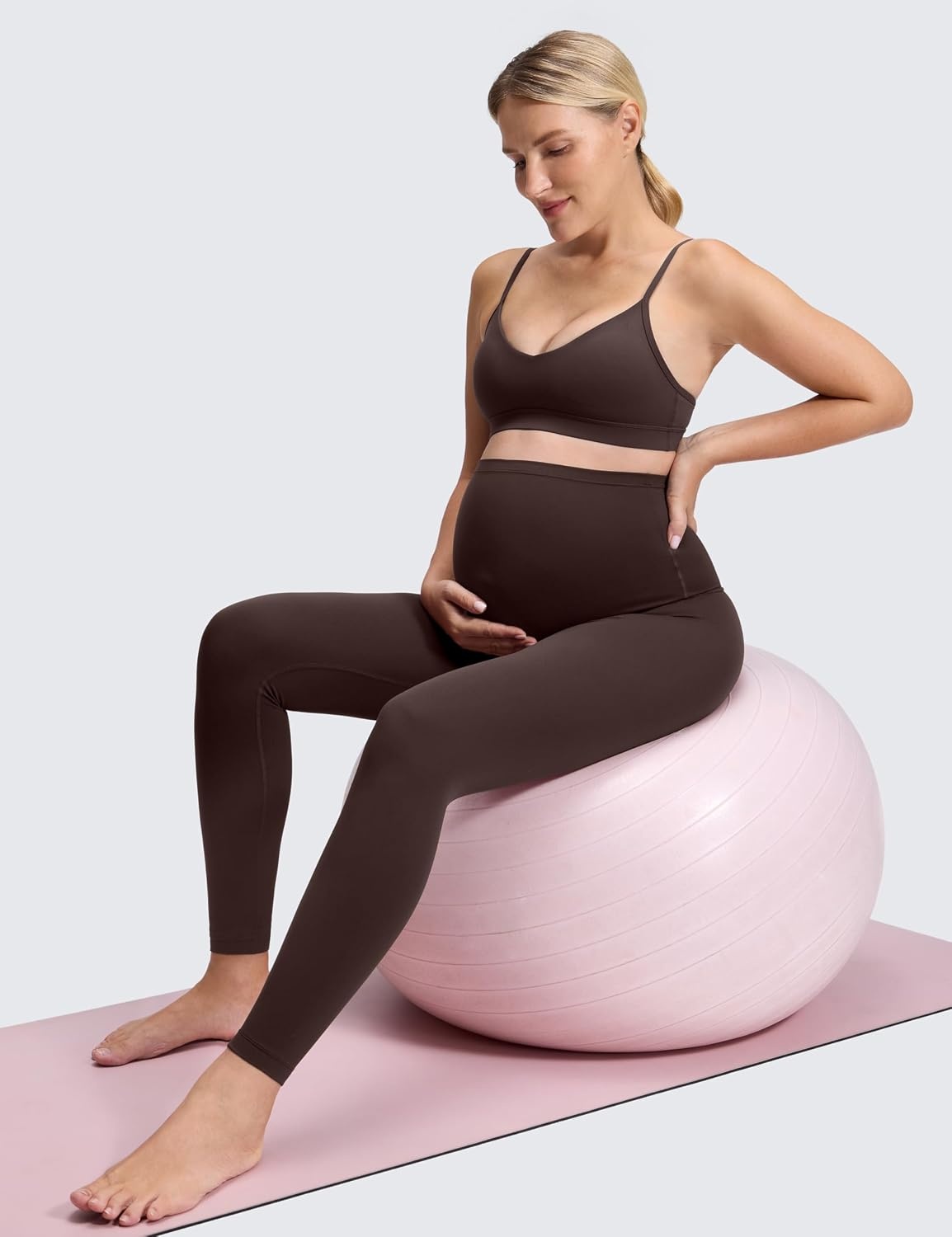 image:imageCRZ YOGA Butterluxe Maternity Leggings 25 Over The Belly Buttery Soft Workout Activewear Yoga Womens Pregnancy PantsHot Fudge Brown