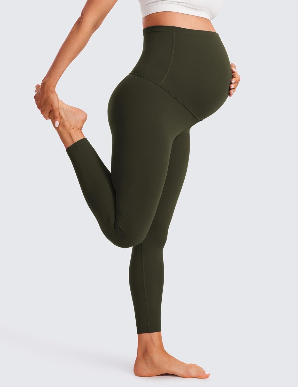 image:imageCRZ YOGA Butterluxe Maternity Leggings 25 Over The Belly Buttery Soft Workout Activewear Yoga Womens Pregnancy PantsOlive Green