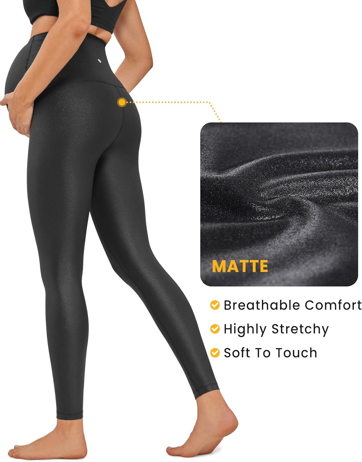 image:imageCRZ YOGA Butterluxe Maternity Leggings 28 Over The Belly Workout Activewear Yoga Womens Pregnancy Pants Buttery SoftBlack Classic