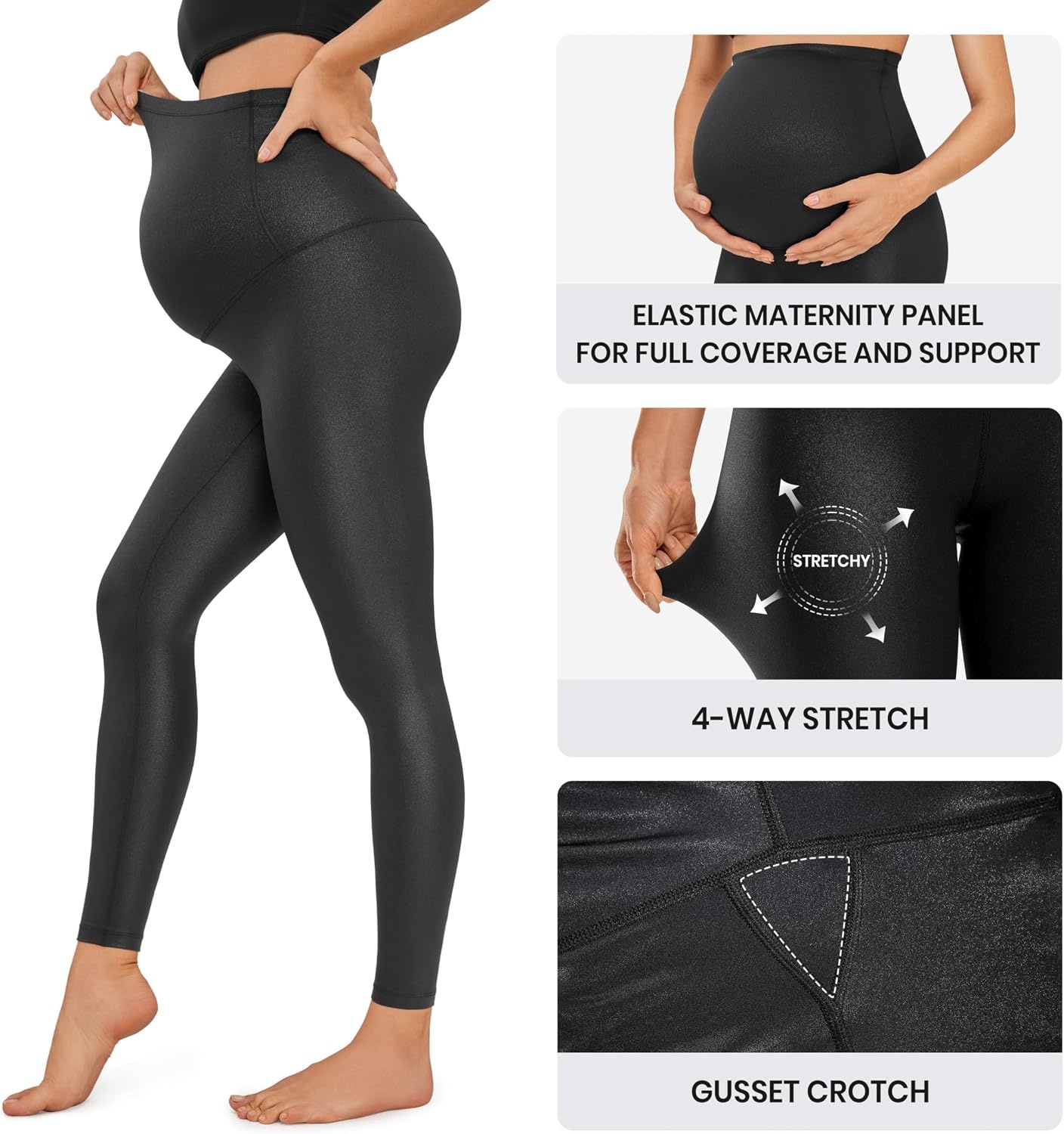 image:imageCRZ YOGA Butterluxe Maternity Leggings 28 Over The Belly Workout Activewear Yoga Womens Pregnancy Pants Buttery SoftBlack Classic