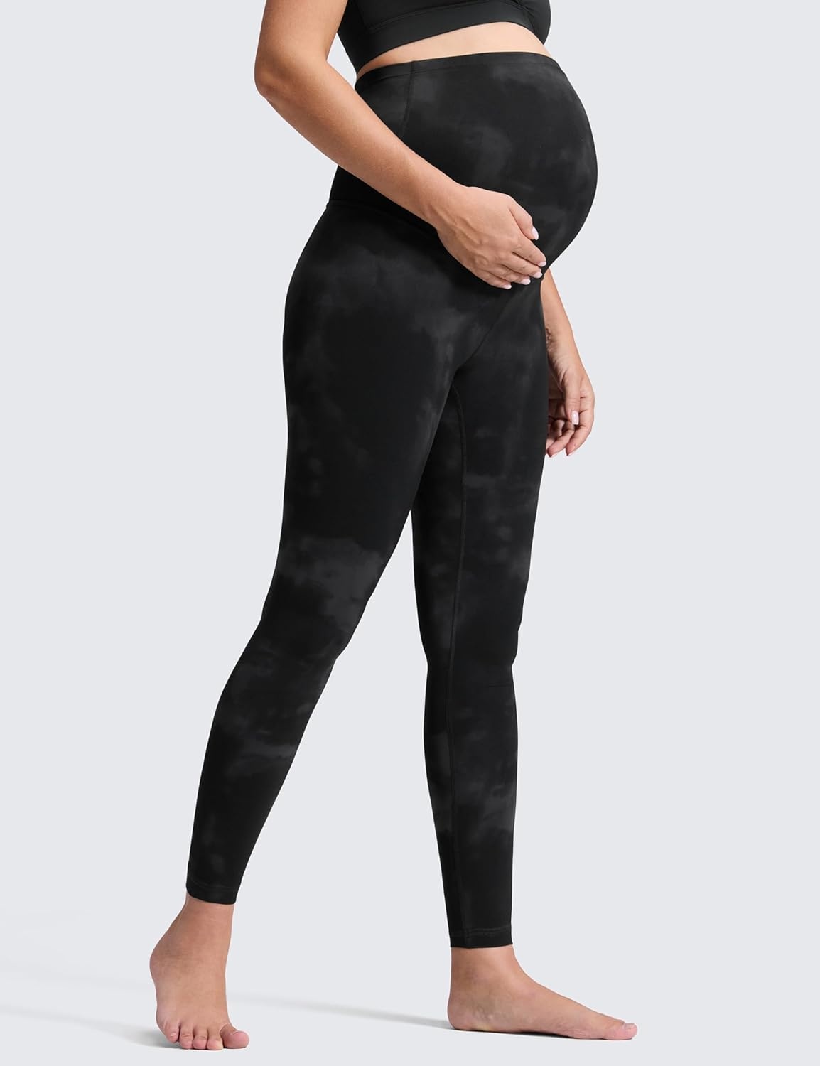 image:imageCRZ YOGA Butterluxe Maternity Leggings 28 Over The Belly Workout Activewear Yoga Womens Pregnancy Pants Buttery SoftBlack Tie Dye Flowers