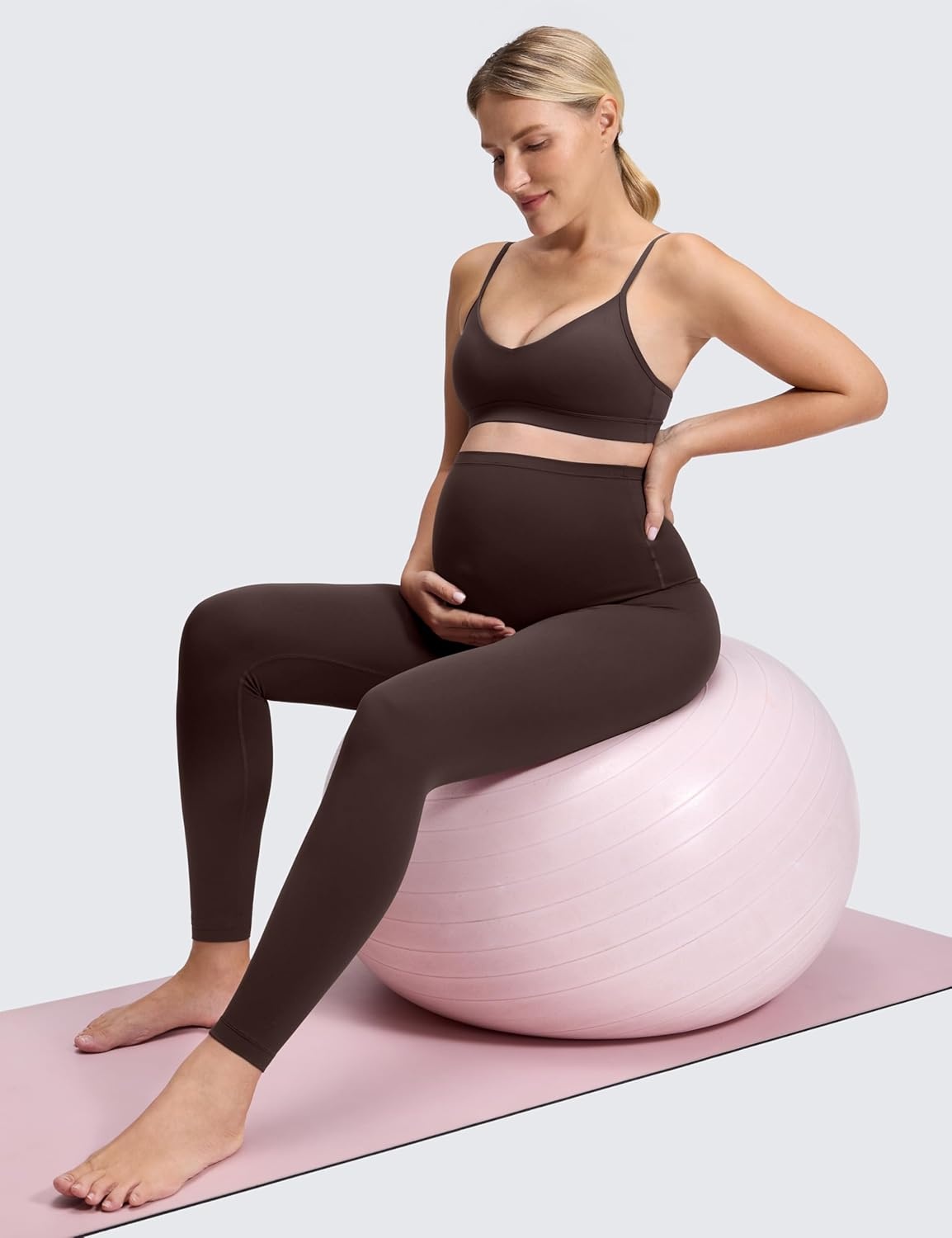 image:imageCRZ YOGA Butterluxe Maternity Leggings 28 Over The Belly Workout Activewear Yoga Womens Pregnancy Pants Buttery SoftHot Fudge Brown