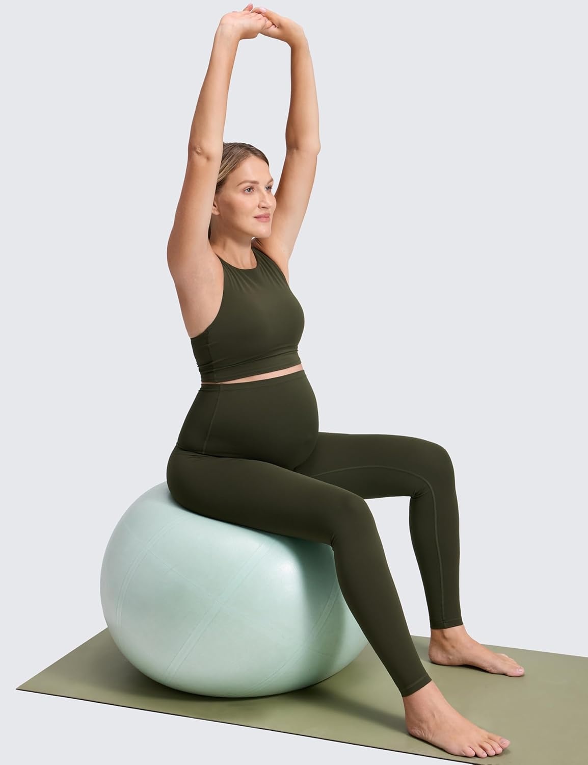 image:imageCRZ YOGA Butterluxe Maternity Leggings 28 Over The Belly Workout Activewear Yoga Womens Pregnancy Pants Buttery SoftOlive Green