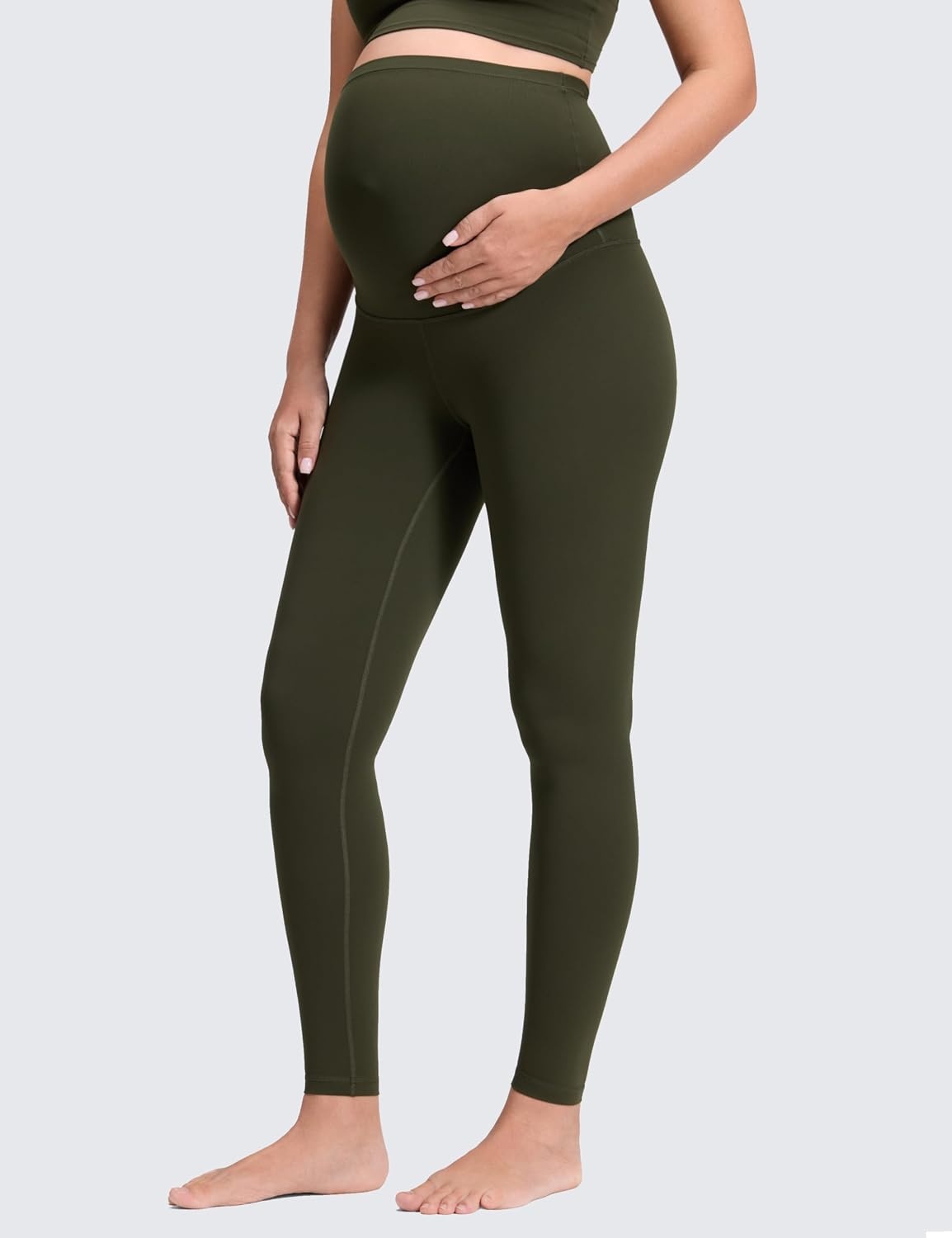 image:imageCRZ YOGA Butterluxe Maternity Leggings 28 Over The Belly Workout Activewear Yoga Womens Pregnancy Pants Buttery SoftOlive Green