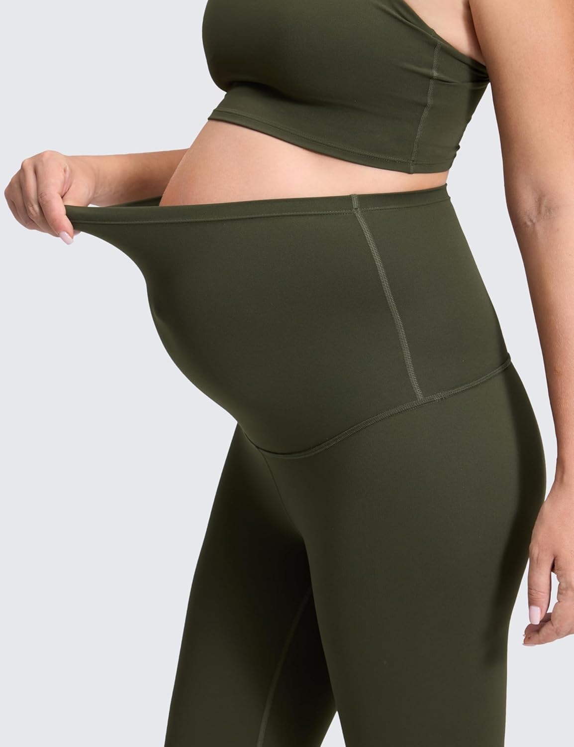 image:imageCRZ YOGA Butterluxe Maternity Leggings 28 Over The Belly Workout Activewear Yoga Womens Pregnancy Pants Buttery SoftOlive Green