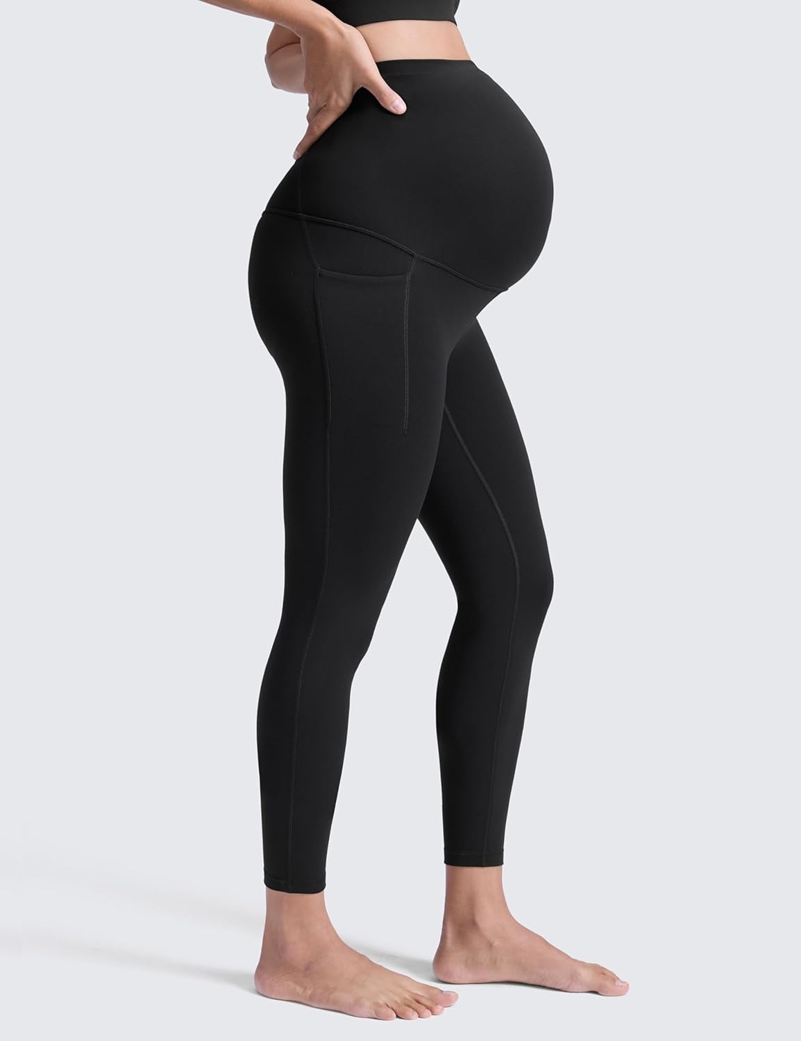 image:imageCRZ YOGA Butterluxe Maternity Leggings Pockets 25 Soft Workout Active Yoga Pregnancy Womens Pants Over The BellyBlack