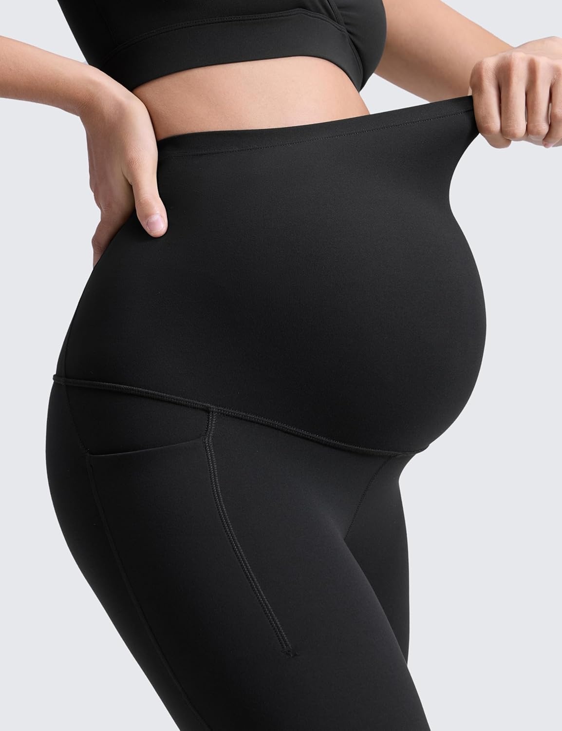 image:imageCRZ YOGA Butterluxe Maternity Leggings Pockets 25 Soft Workout Active Yoga Pregnancy Womens Pants Over The BellyBlack