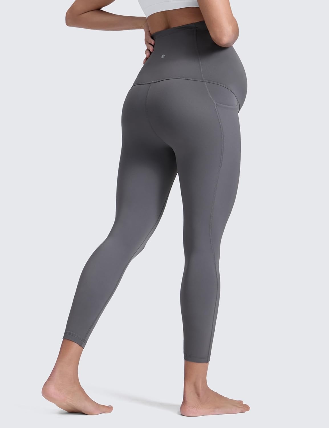 image:imageCRZ YOGA Butterluxe Maternity Leggings Pockets 25 Soft Workout Active Yoga Pregnancy Womens Pants Over The BellyDark Carbon