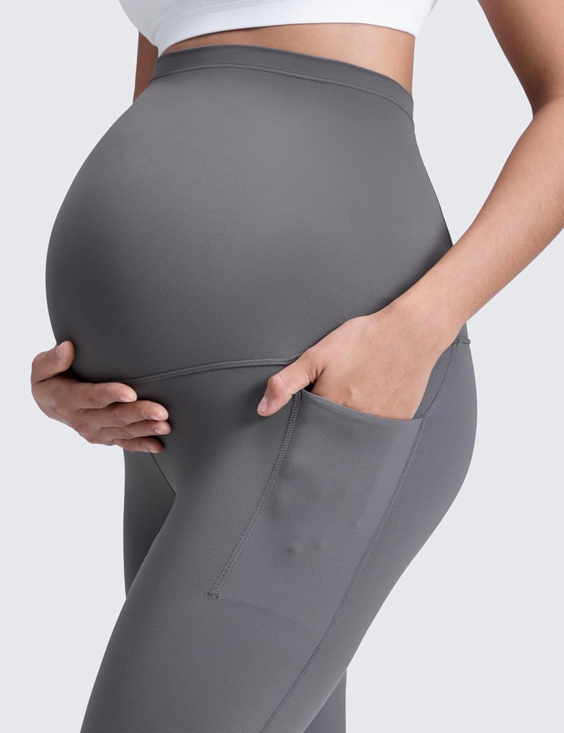image:imageCRZ YOGA Butterluxe Maternity Leggings Pockets 25 Soft Workout Active Yoga Pregnancy Womens Pants Over The BellyDark Carbon