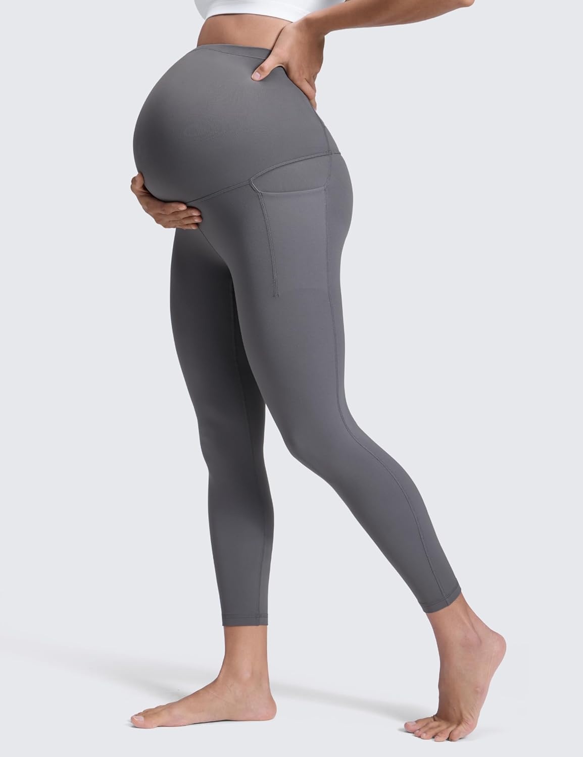 image:imageCRZ YOGA Butterluxe Maternity Leggings Pockets 25 Soft Workout Active Yoga Pregnancy Womens Pants Over The BellyDark Carbon