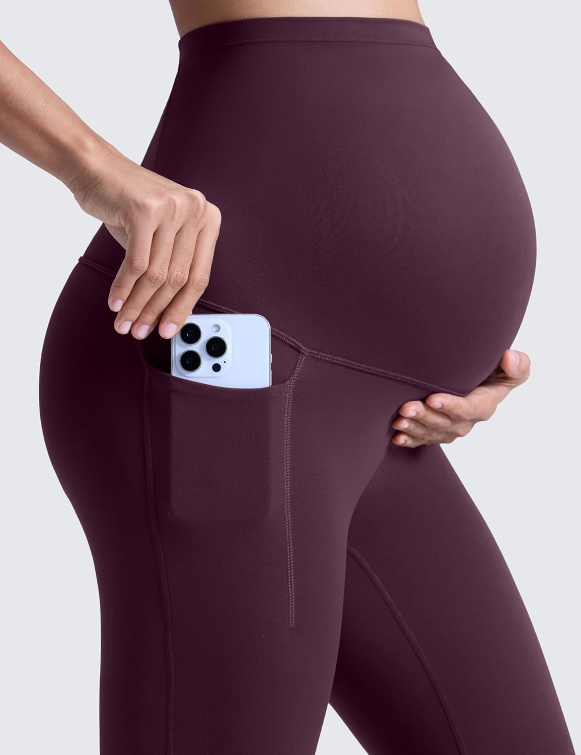 image:imageCRZ YOGA Butterluxe Maternity Leggings Pockets 25 Soft Workout Active Yoga Pregnancy Womens Pants Over The BellyDeep Purple