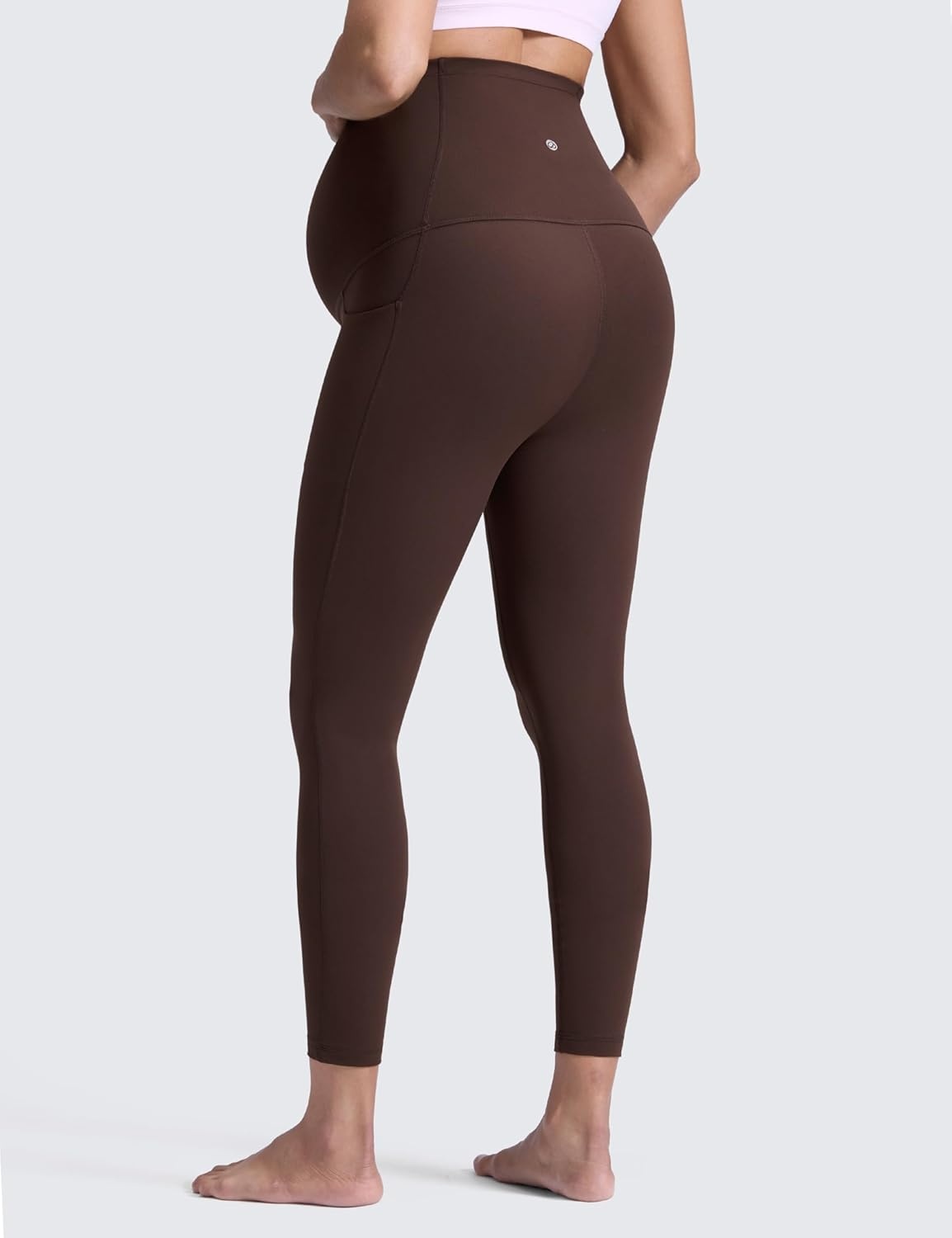 image:imageCRZ YOGA Butterluxe Maternity Leggings Pockets 25 Soft Workout Active Yoga Pregnancy Womens Pants Over The BellyHot Fudge Brown