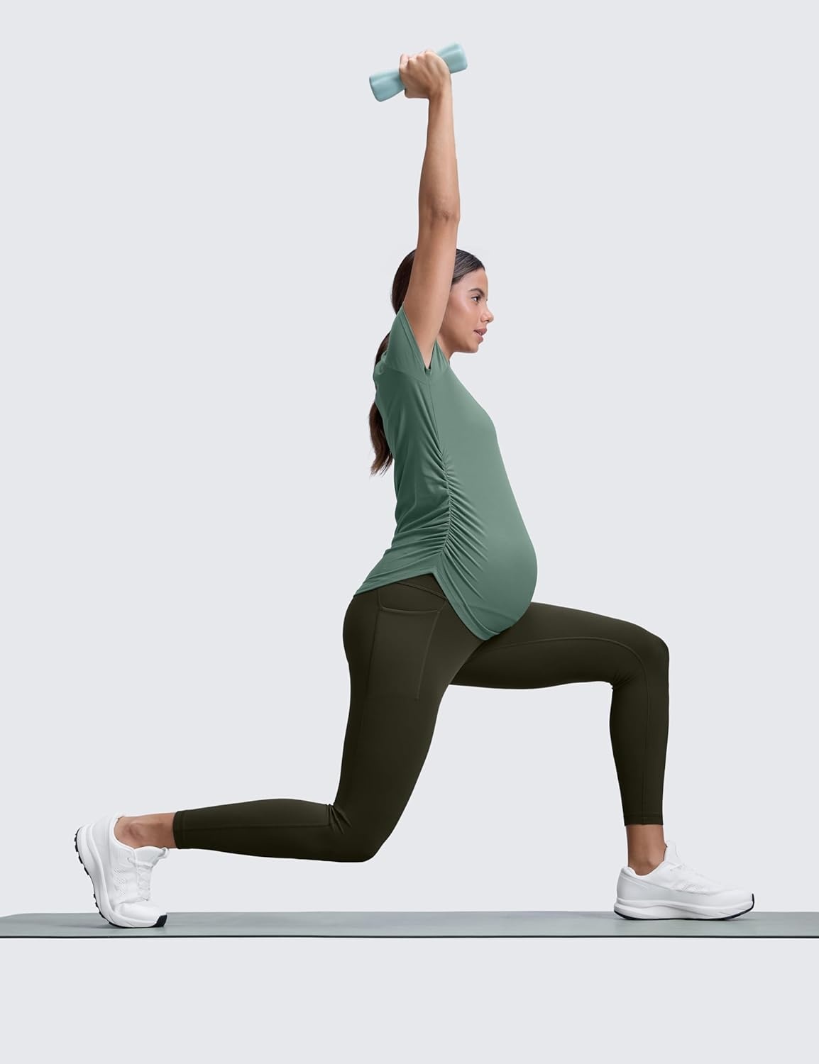 image:imageCRZ YOGA Butterluxe Maternity Leggings Pockets 25 Soft Workout Active Yoga Pregnancy Womens Pants Over The BellyOlive Green