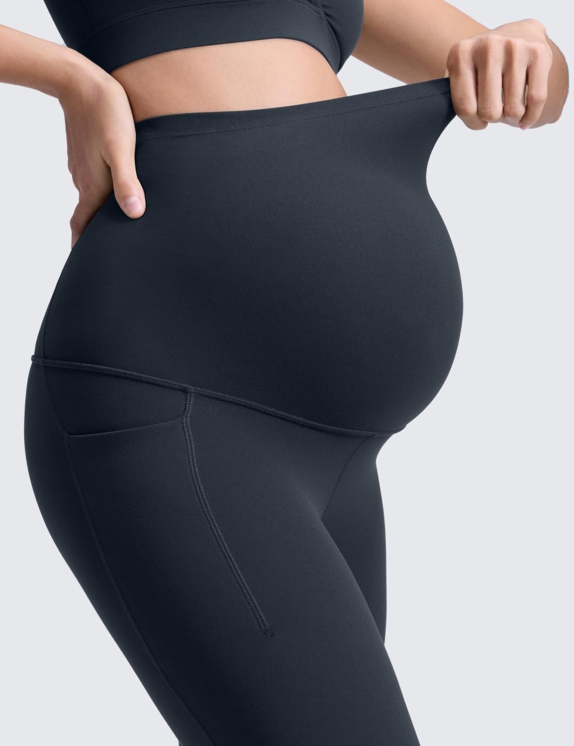 image:imageCRZ YOGA Butterluxe Maternity Leggings Pockets 25 Soft Workout Active Yoga Pregnancy Womens Pants Over The BellyTrue Navy