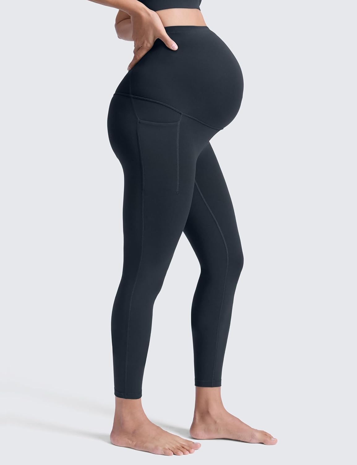 image:imageCRZ YOGA Butterluxe Maternity Leggings Pockets 25 Soft Workout Active Yoga Pregnancy Womens Pants Over The BellyTrue Navy