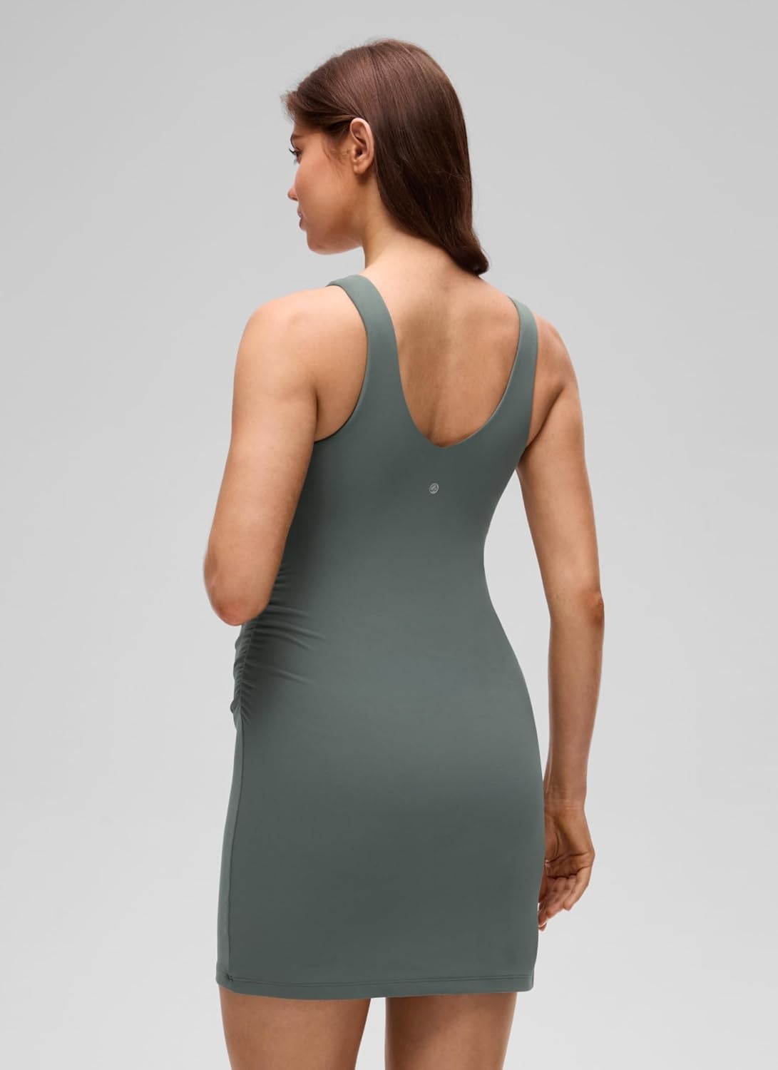 image:imageCRZ YOGA Butterluxe Maternity V Neck Mini Dress Linerless Ruched Sleeveless Casual Pregnancy Womens Summer BodyconGrey Sage