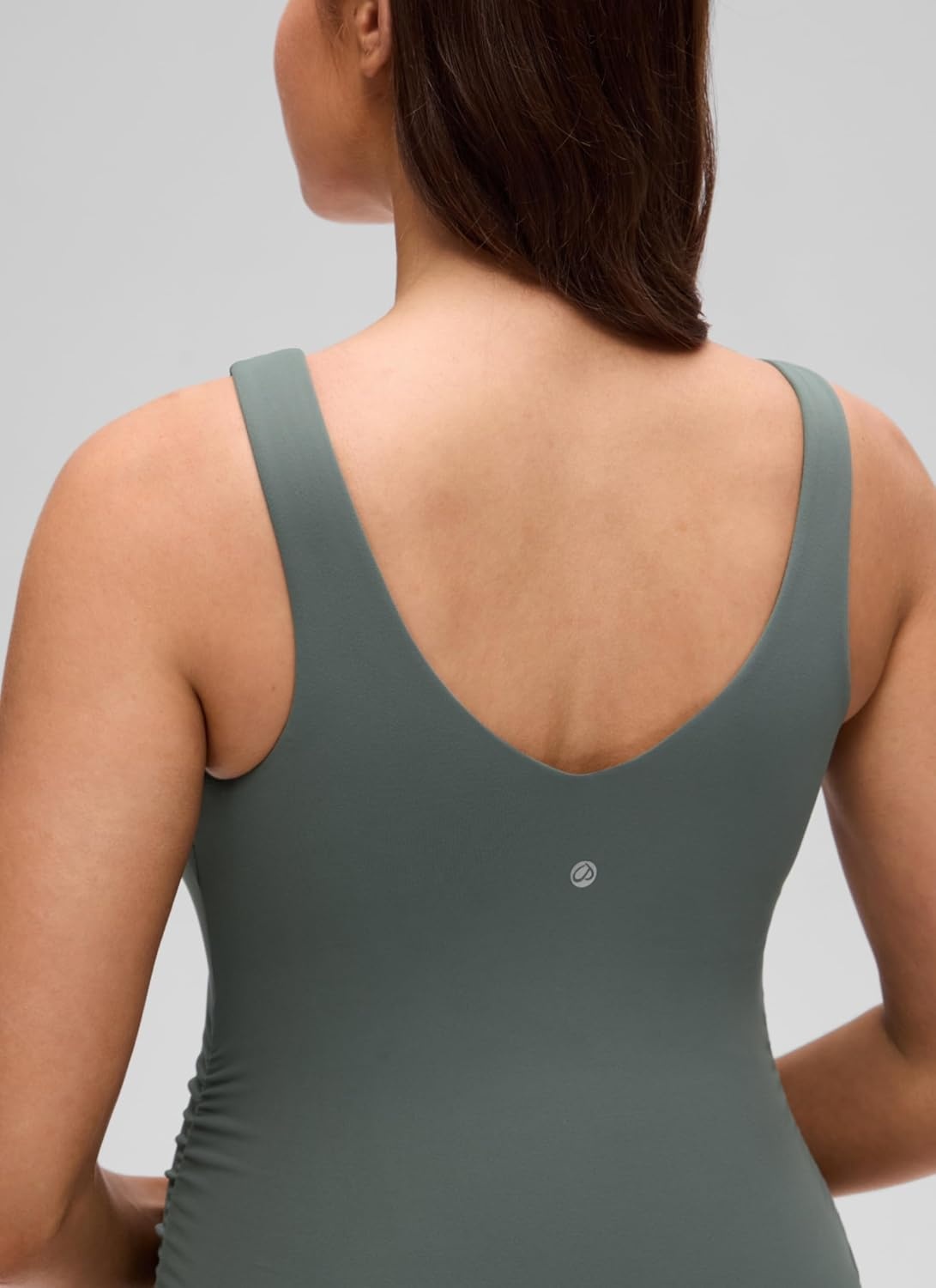 image:imageCRZ YOGA Butterluxe Maternity V Neck Mini Dress Linerless Ruched Sleeveless Casual Pregnancy Womens Summer BodyconGrey Sage