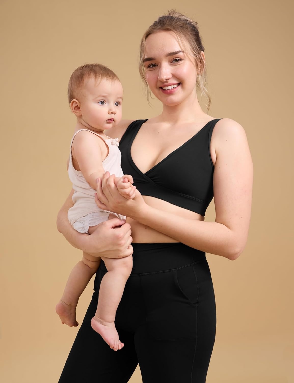 image:imageCRZ YOGA Butterluxe Maternity V Neck Nursing Bras Wireless Sleep Breastfeeding Lounge Womens Pregnancy Bralette ComfyBlack