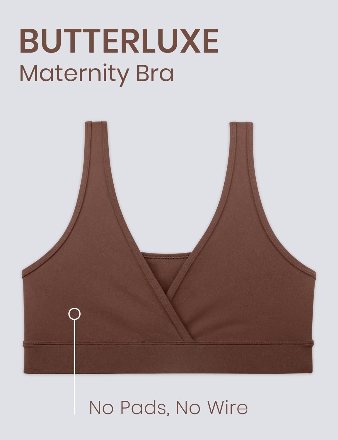 image:imageCRZ YOGA Butterluxe Maternity V Neck Nursing Bras Wireless Sleep Breastfeeding Lounge Womens Pregnancy Bralette ComfyCoffee Brown