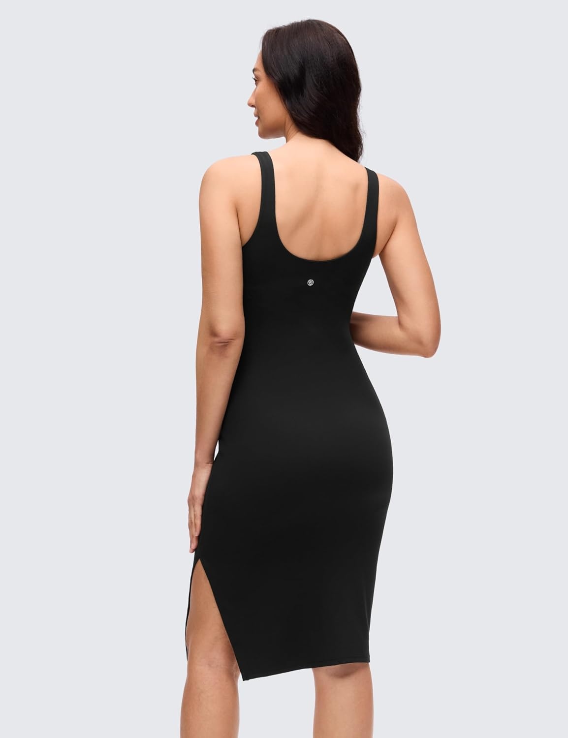 image:imageCRZ YOGA Butterluxe Maternity V Neck Nursing Midi Dress Slit Sleeveless Casual Pregnancy Womens Bodycon Built in Bra OutfitBlack