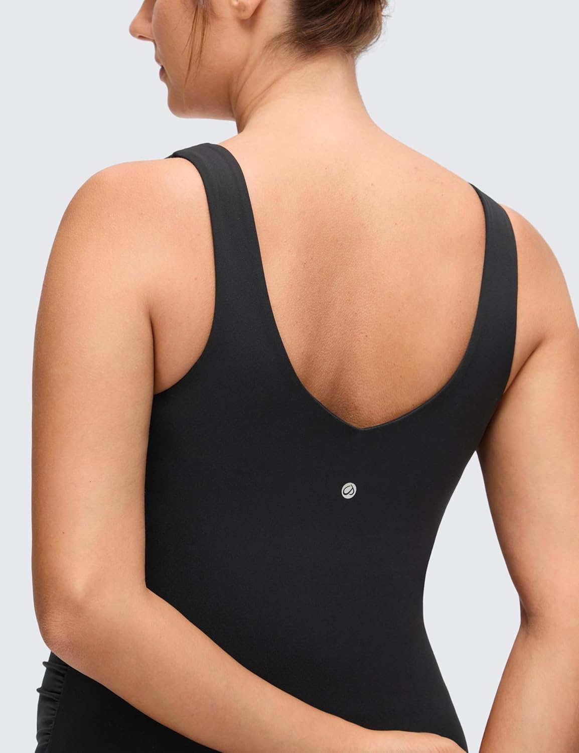 image:imageCRZ YOGA Butterluxe Maternity V Neck Workout Romper Casual Sleeveless Shorts Jumpsuit Pregnancy Womens One Piece BodysuitBlack