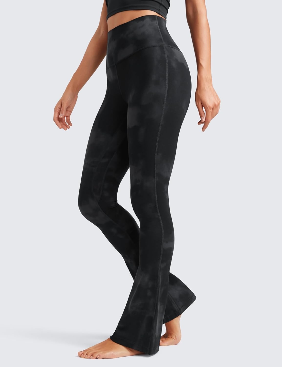 image:imageCRZ YOGA Butterluxe Mini Flared Leggings 3031533 High Waist Bootcut Casual Lounge Women Yoga Pants with PocketBlack Tie Dye Flowers