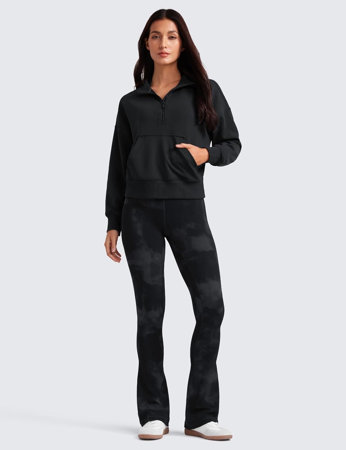 image:imageCRZ YOGA Butterluxe Mini Flared Leggings 3031533 High Waist Bootcut Casual Lounge Women Yoga Pants with PocketBlack Tie Dye Flowers