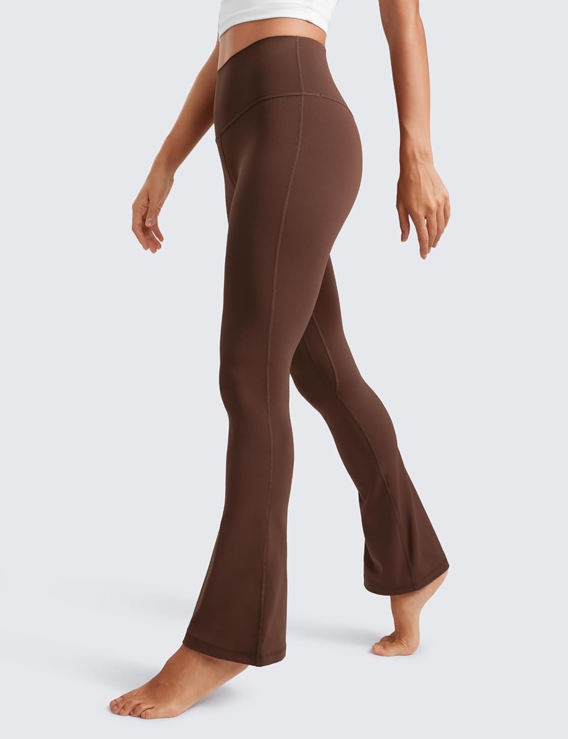 image:imageCRZ YOGA Butterluxe Mini Flared Leggings 3031533 High Waist Bootcut Casual Lounge Women Yoga Pants with PocketCoffee Brown