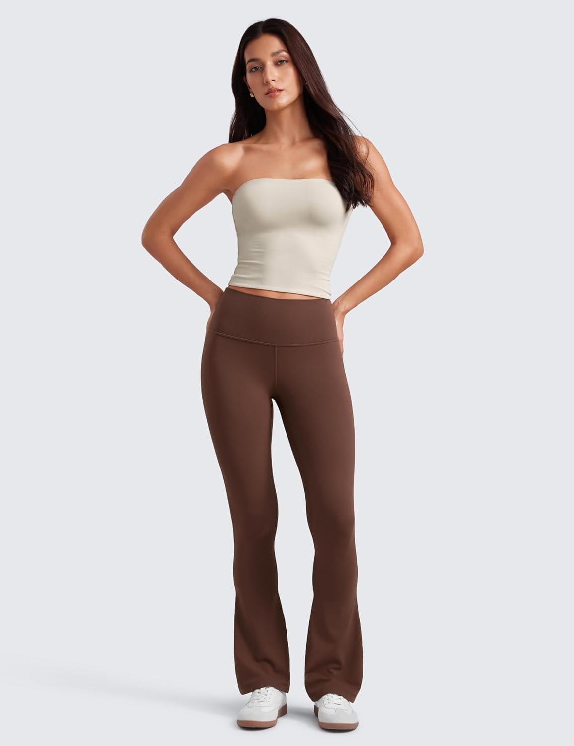 image:imageCRZ YOGA Butterluxe Mini Flared Leggings 3031533 High Waist Bootcut Casual Lounge Women Yoga Pants with PocketCoffee Brown