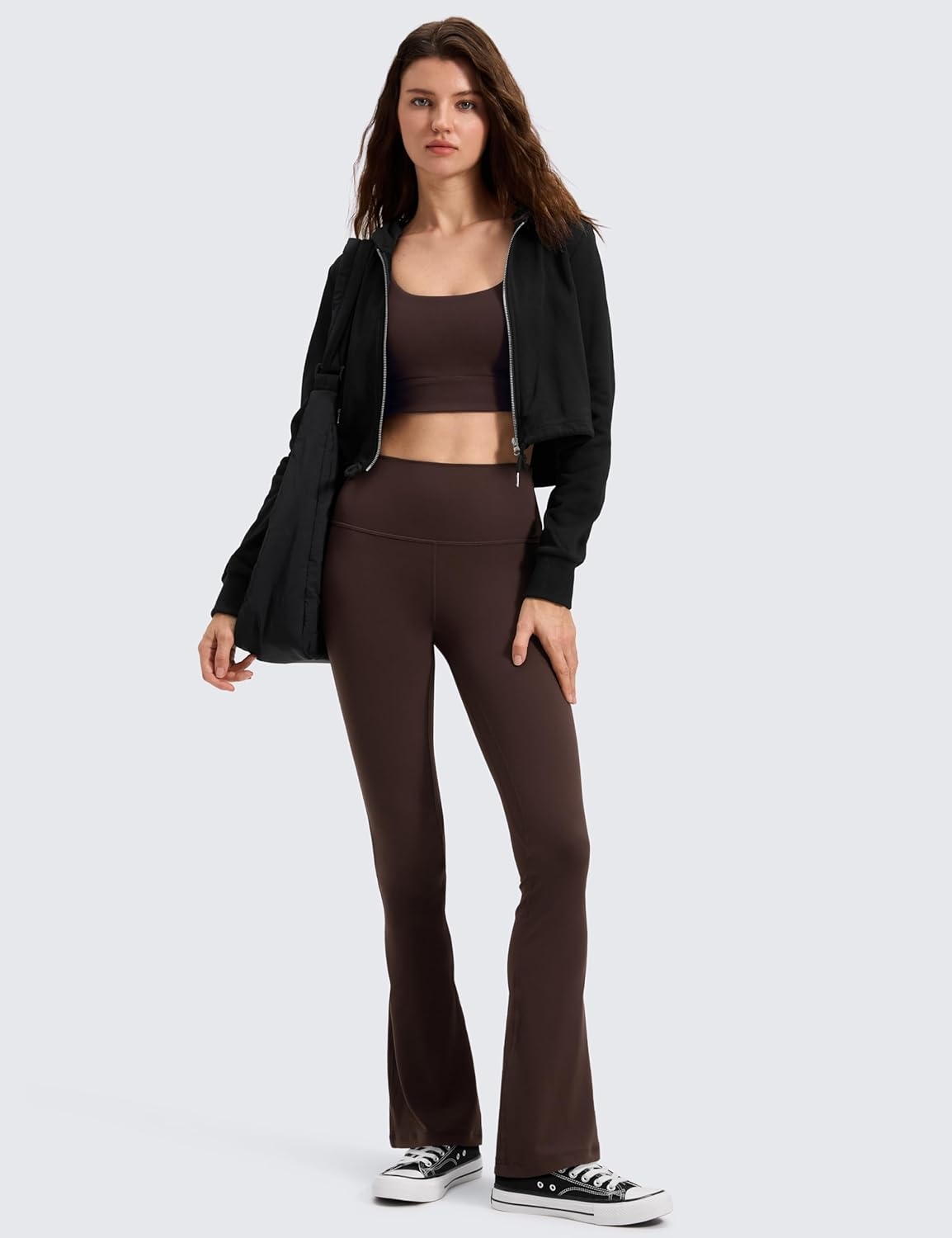 image:imageCRZ YOGA Butterluxe Mini Flared Leggings 3031533 High Waist Bootcut Casual Lounge Women Yoga Pants with PocketHot Fudge Brown