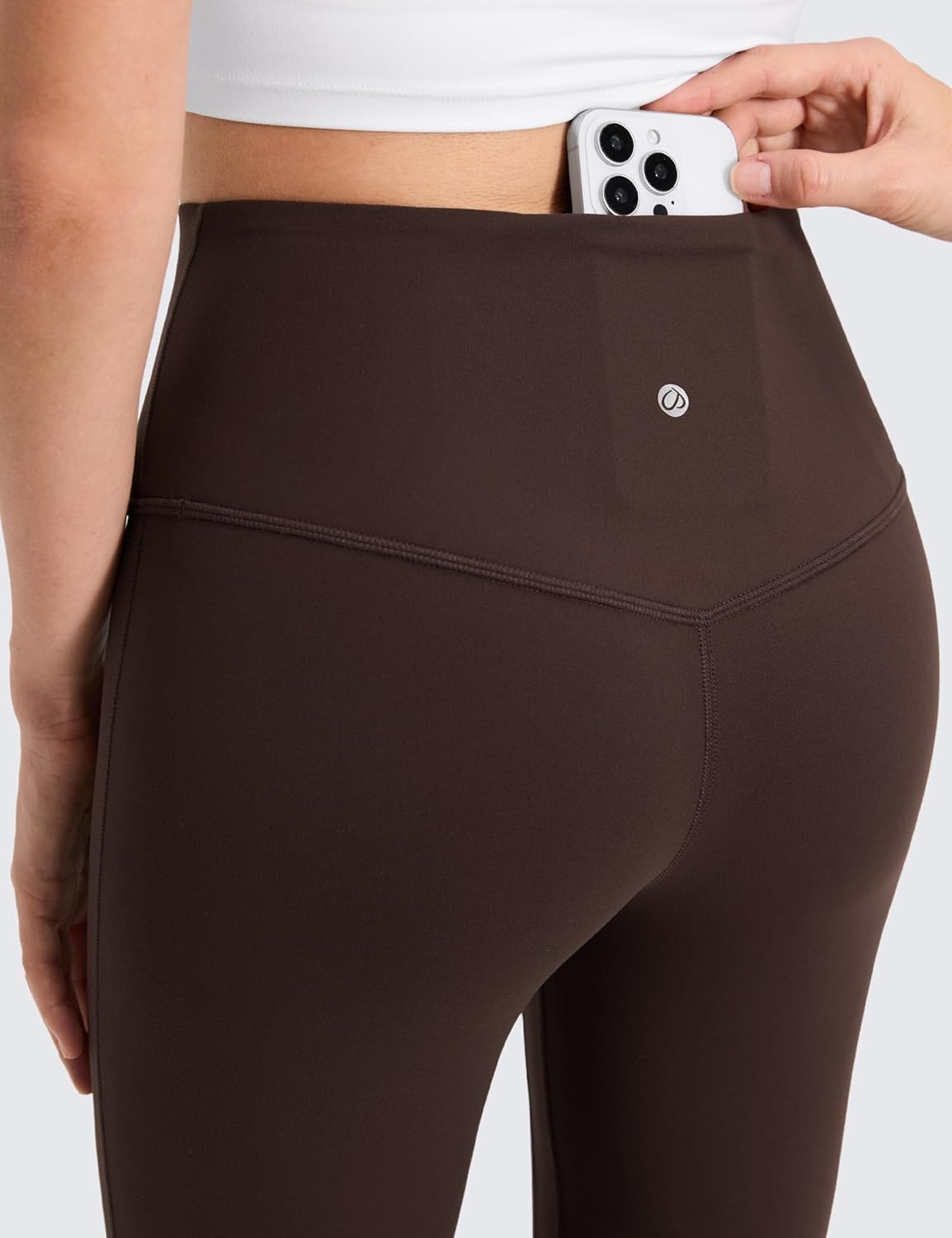 image:imageCRZ YOGA Butterluxe Mini Flared Leggings 3031533 High Waist Bootcut Casual Lounge Women Yoga Pants with PocketHot Fudge Brown